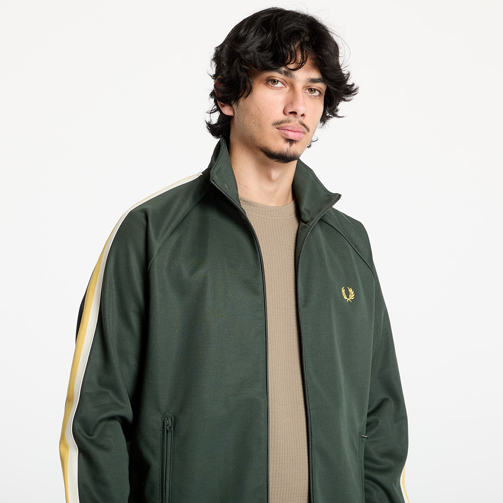 Men's sweatshirts FRED PERRY Two Colour Tape Track Jacket Court Green
