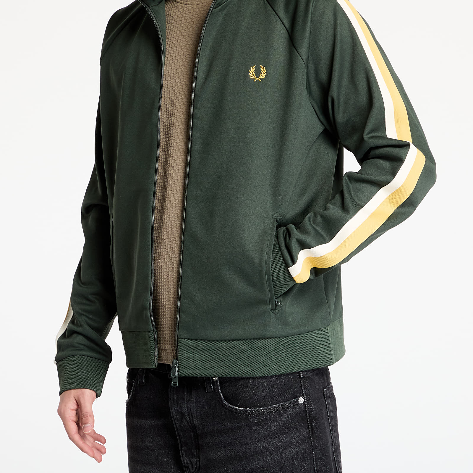Men's sweatshirts FRED PERRY Two Colour Tape Track Jacket Court Green