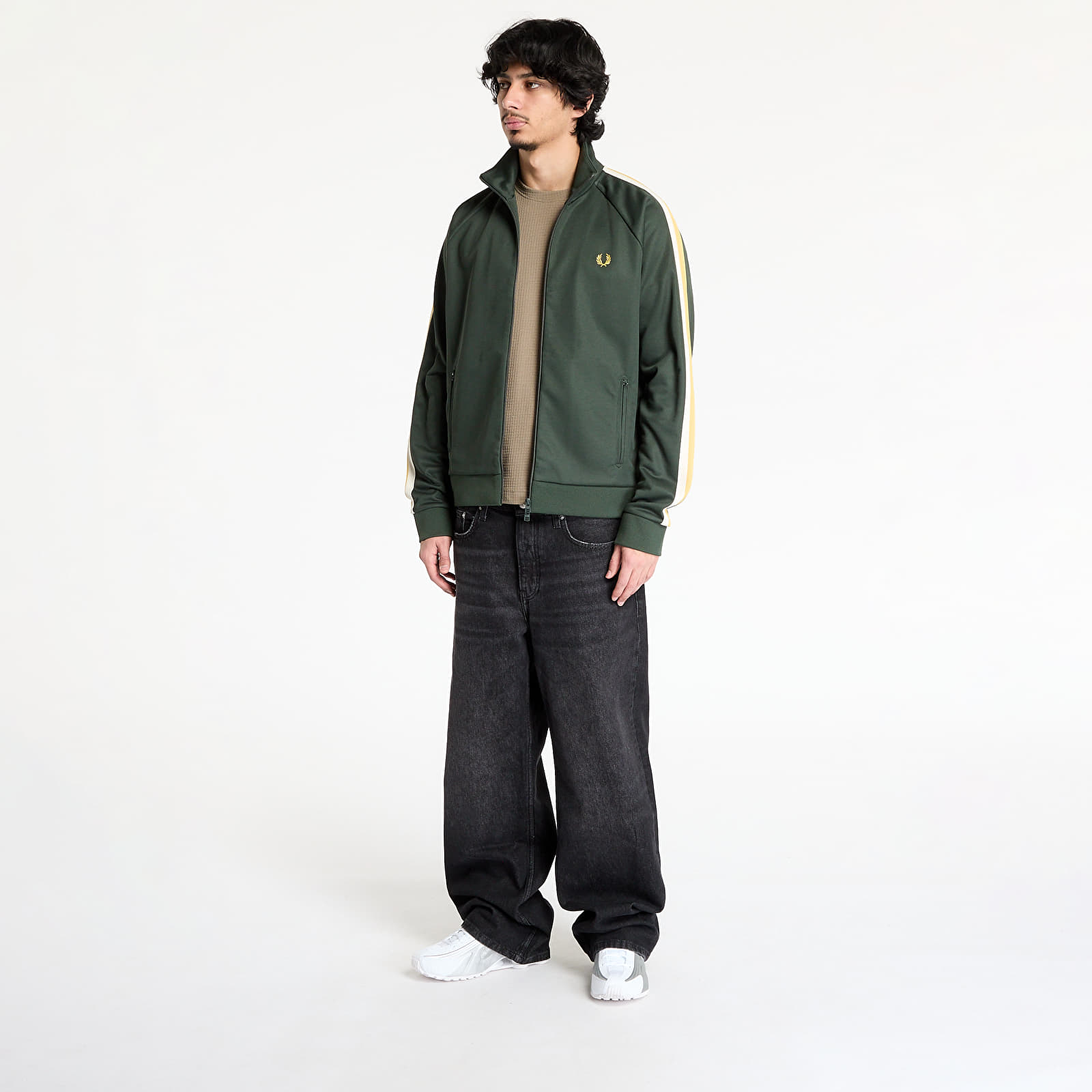 Men's sweatshirts FRED PERRY Two Colour Tape Track Jacket Court Green