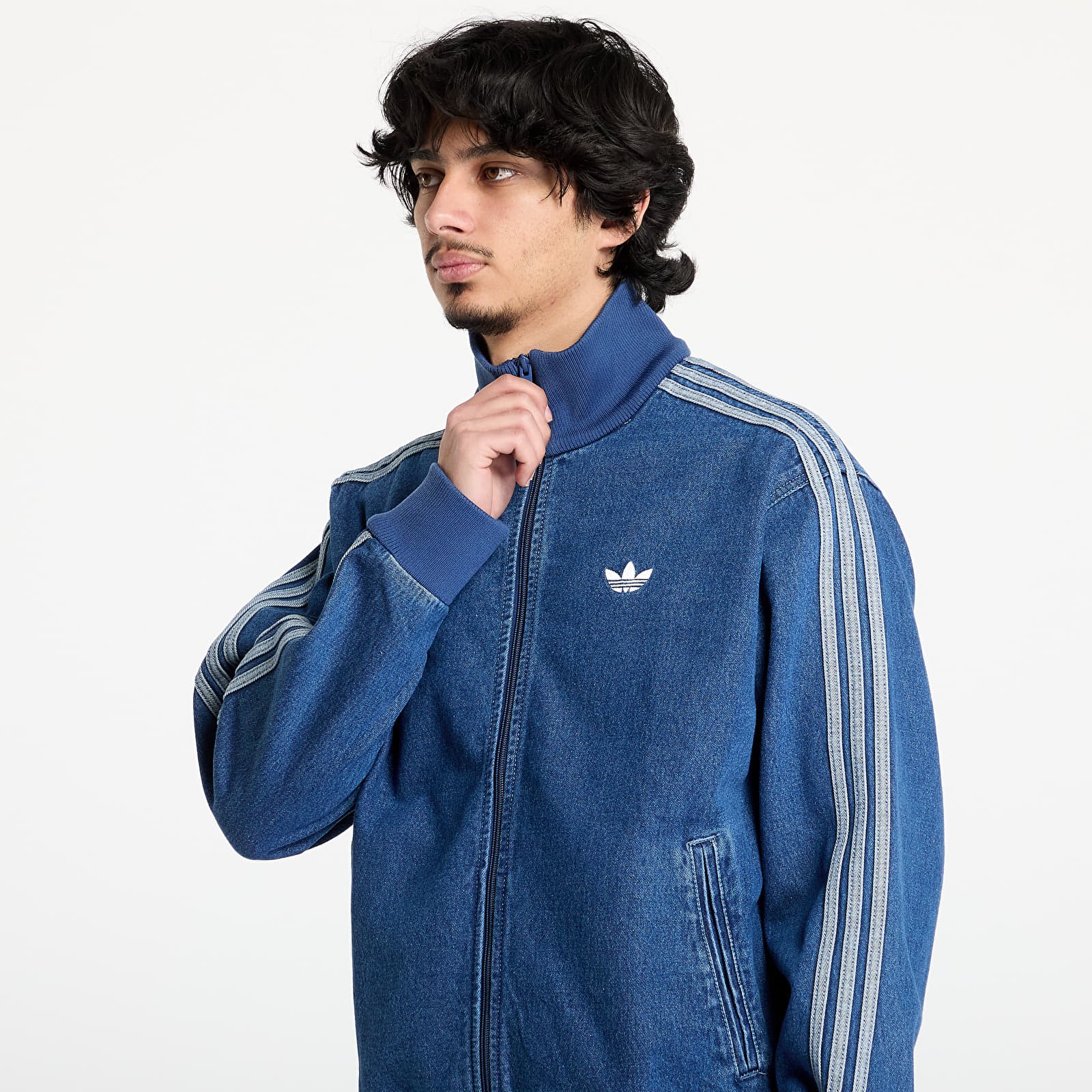 Férfi kabátok adidas Adicolor Denim Firebird Track Top Medium Blue Denim
