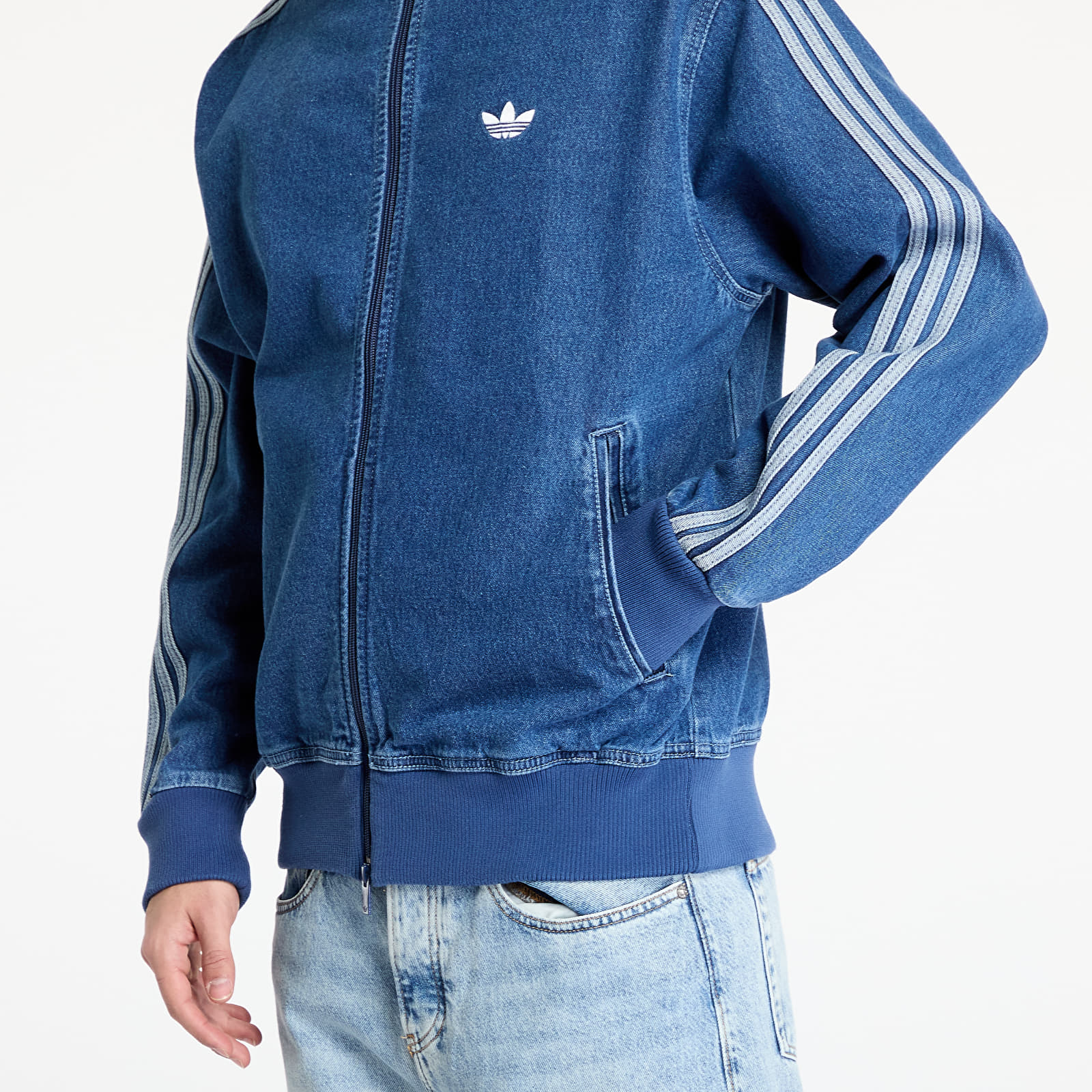 Férfi kabátok adidas Adicolor Denim Firebird Track Top Medium Blue Denim