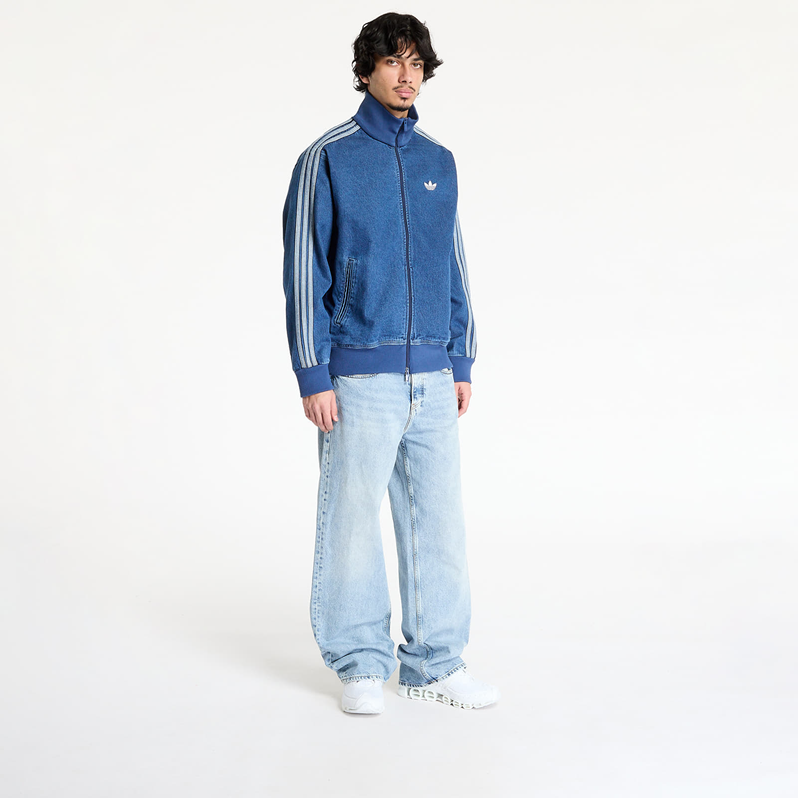 Férfi kabátok adidas Adicolor Denim Firebird Track Top Medium Blue Denim