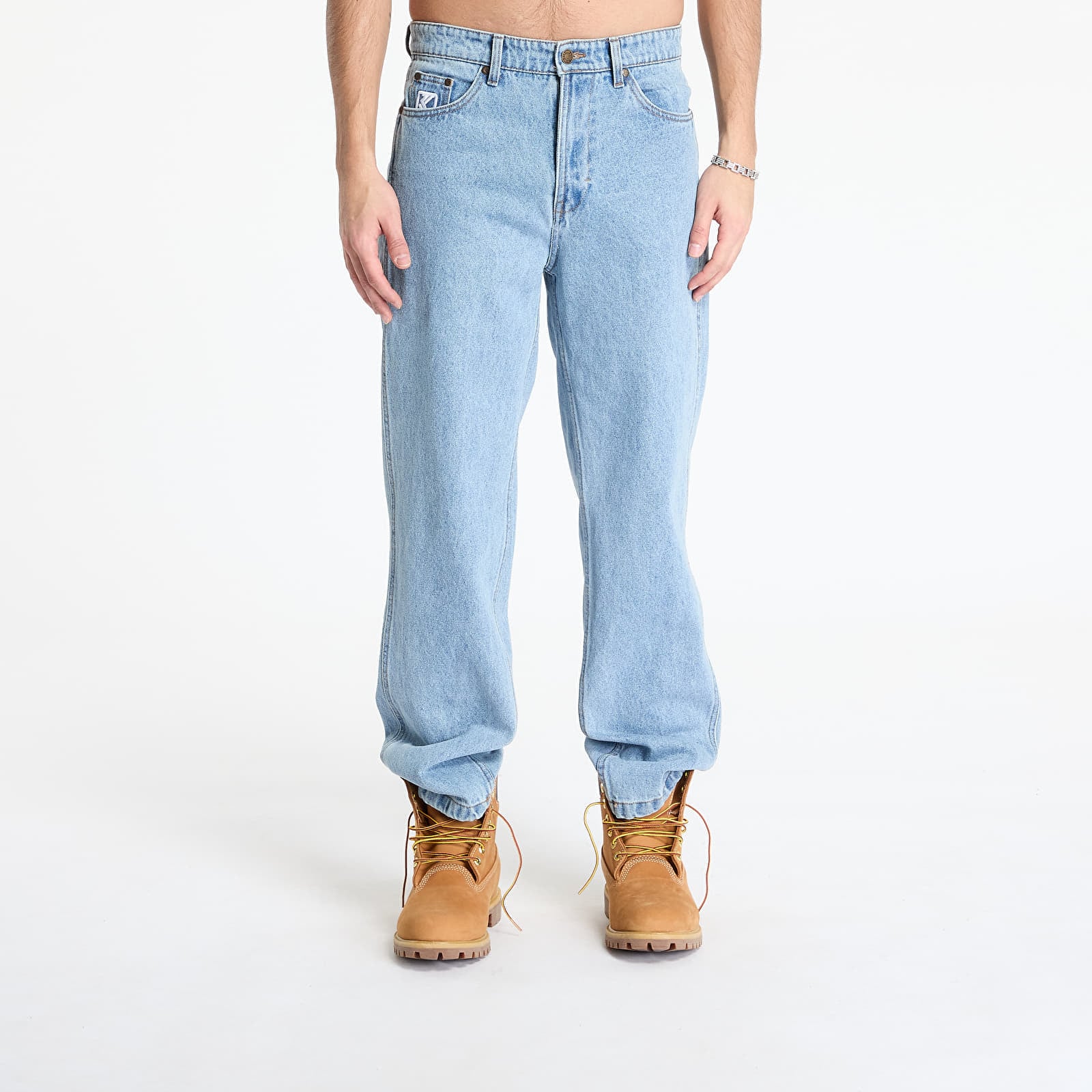 Панталони Karl Kani Small Signature Baggy Five Pocket Denim Vintage Mid Blue 38