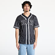 Karl Kani Serif Pinstripe Baseball Shirt Black/ White