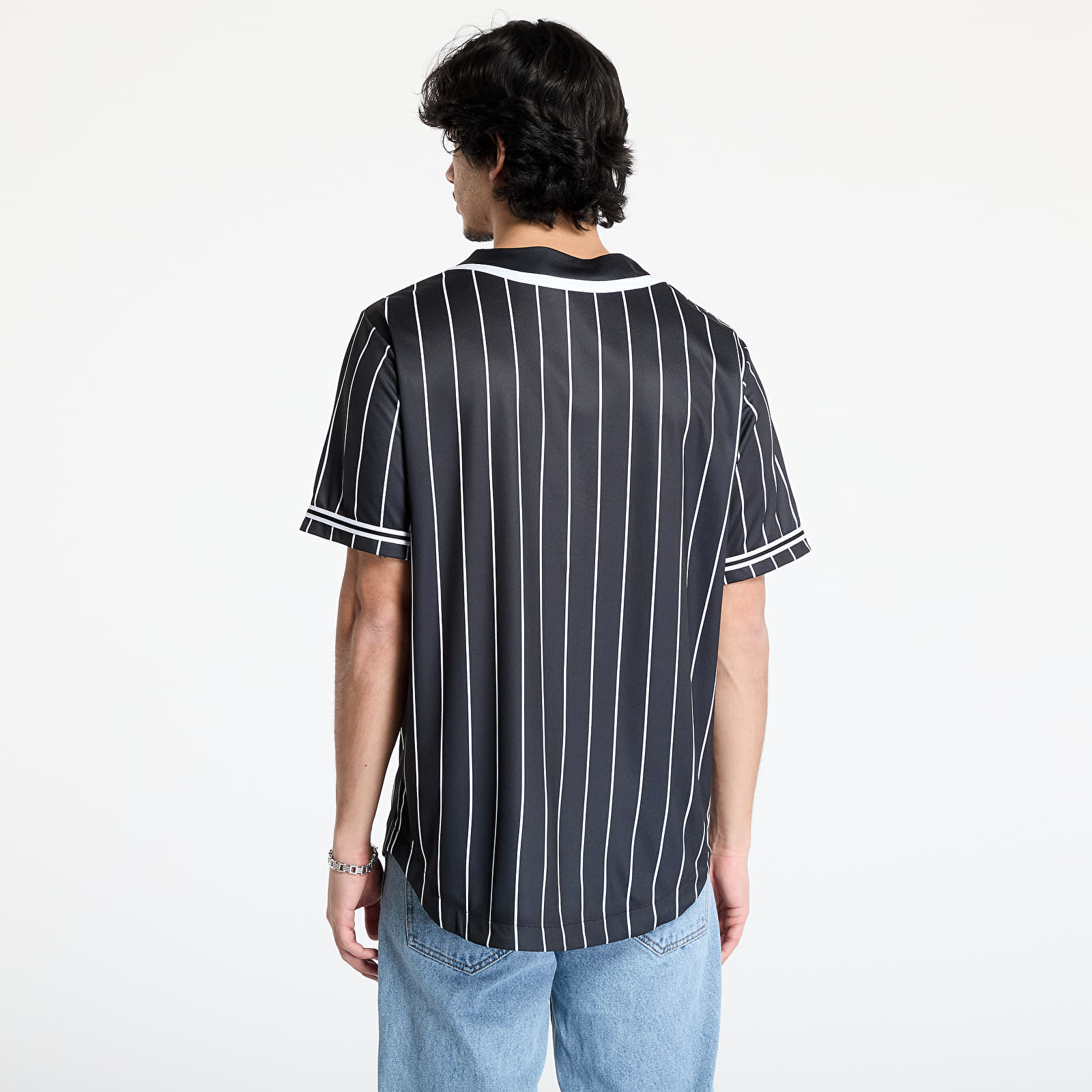 Hemden Karl Kani Serif Pinstripe Baseball Shirt Black/ White