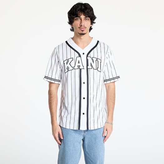 Košile Karl Kani Serif Pinstripe Baseball Shirt White/ Black