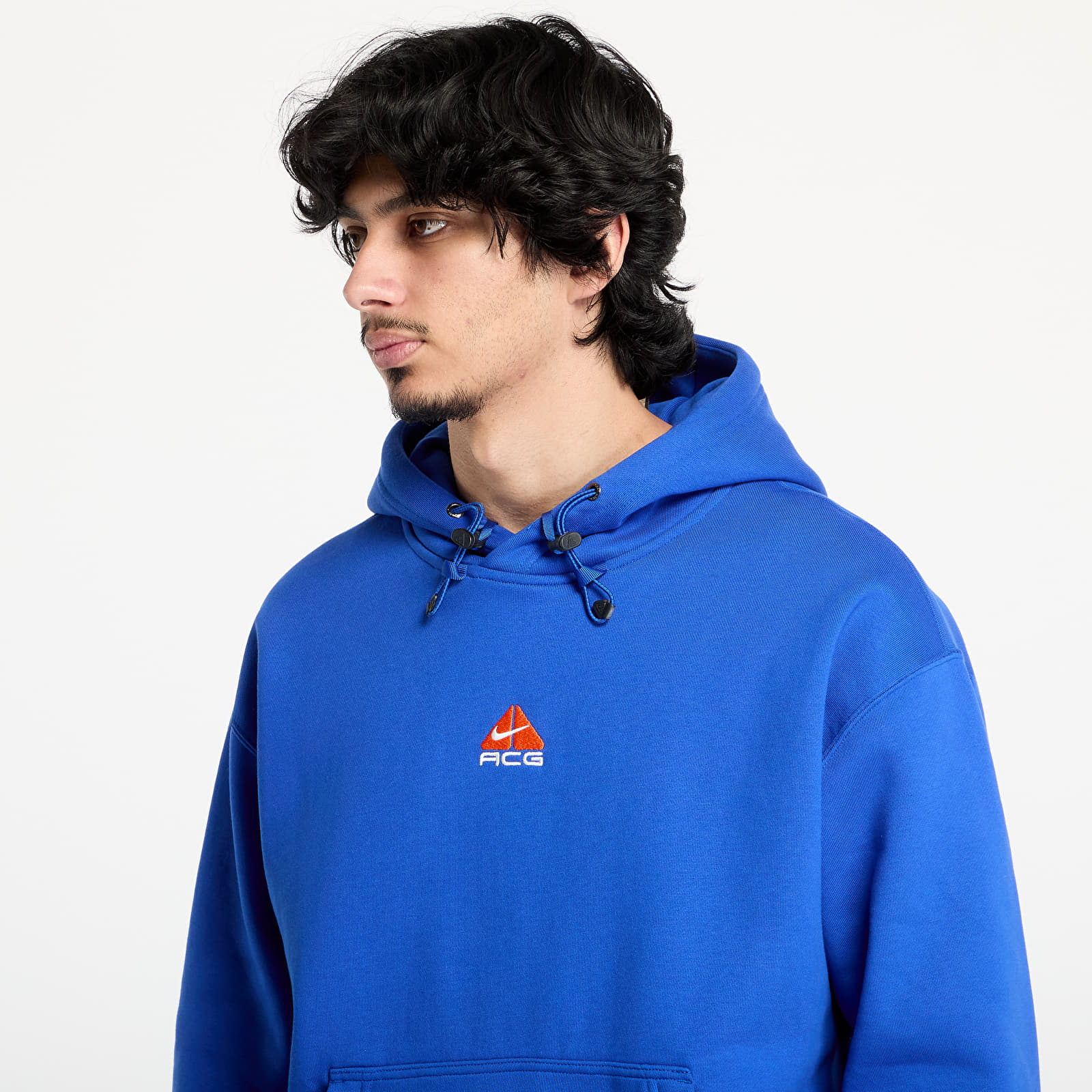 Pánské mikiny Nike ACG Therma-FIT Fleece Pullover Hoodie Game Royal/ Safety Orange/ Summit White