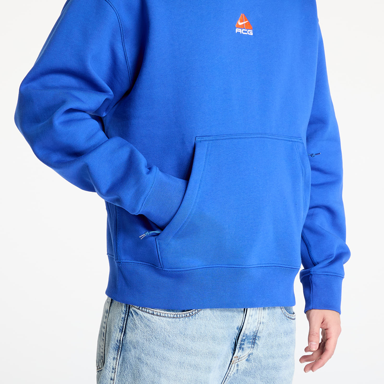 Pánské mikiny Nike ACG Therma-FIT Fleece Pullover Hoodie Game Royal/ Safety Orange/ Summit White