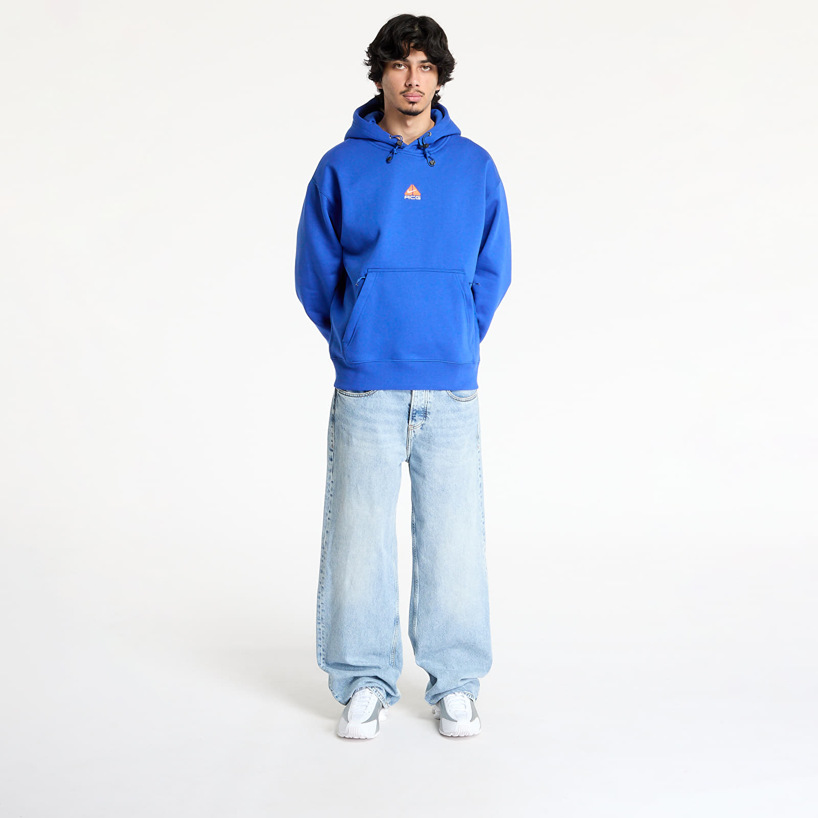 Pánské mikiny Nike ACG Therma-FIT Fleece Pullover Hoodie Game Royal/ Safety Orange/ Summit White