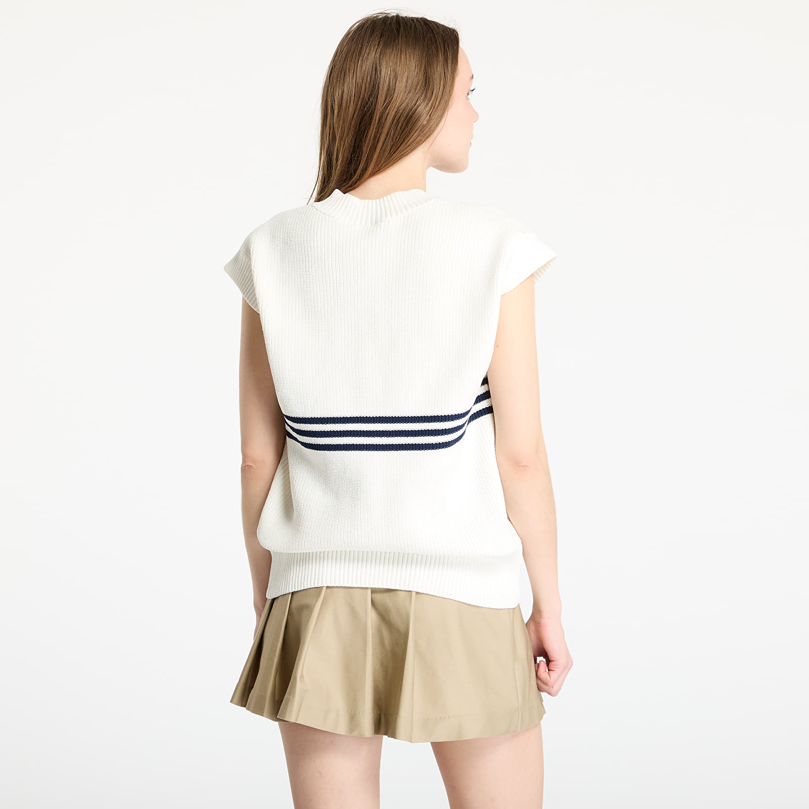 Women's cardigans adidas 3 Stripe Knitted Vest White/ Off White