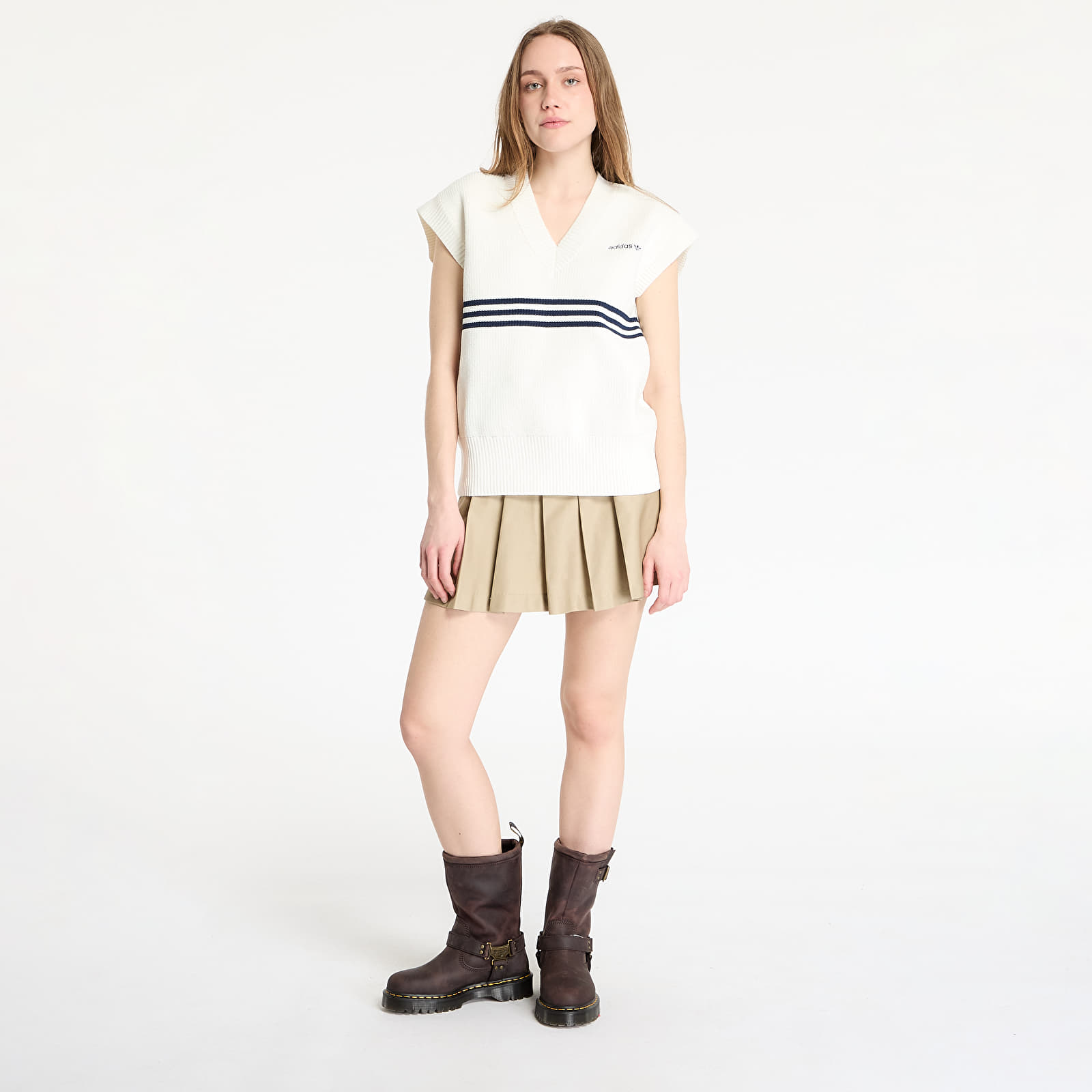 Women's cardigans adidas 3 Stripe Knitted Vest White/ Off White