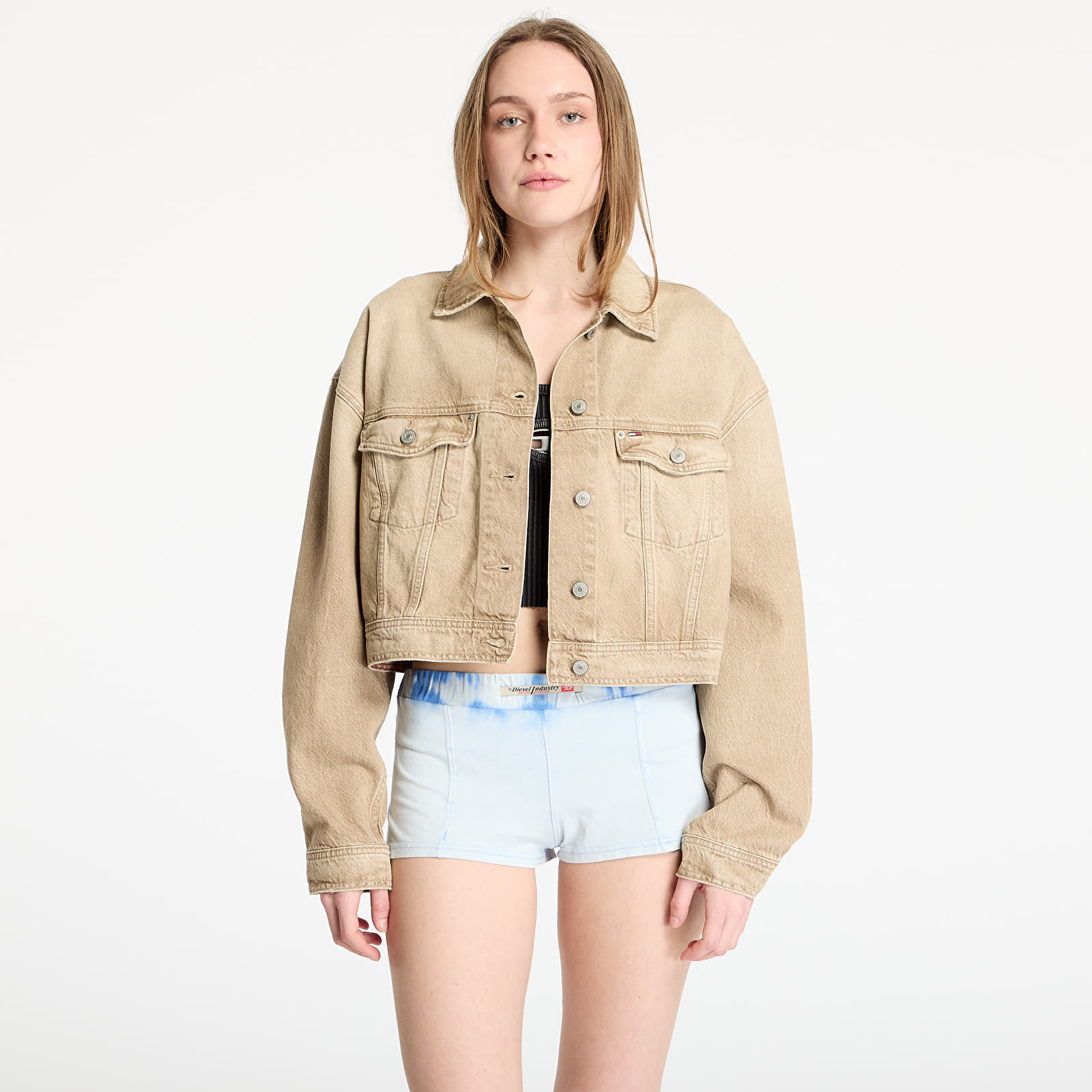 Jachetă Tommy Jeans Oversized Crop Trucker Jacket Denim S