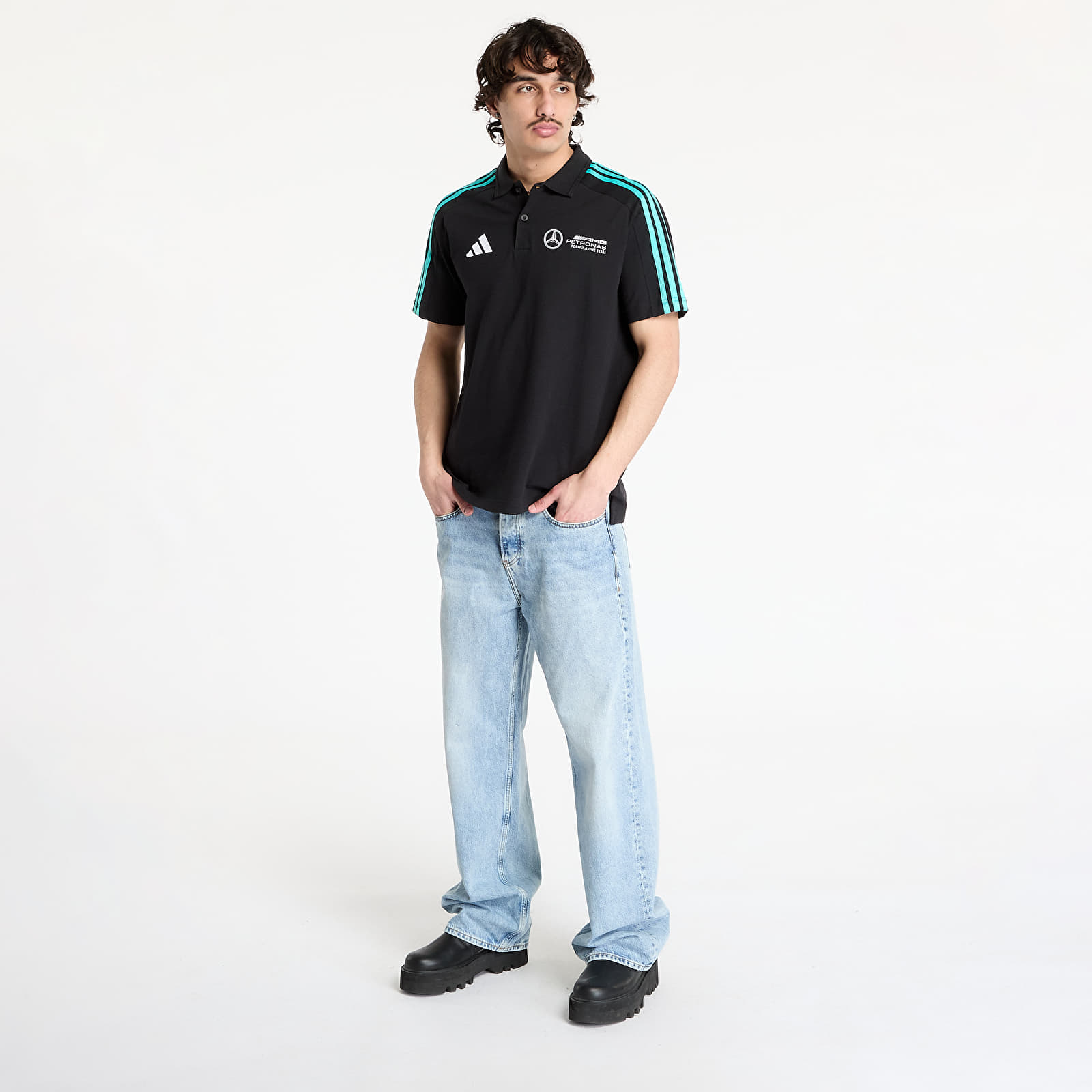 Polo shirts adidas Mercedes - Amg Petronas Formula One Team Dna Polo Men Black/ Black/ White