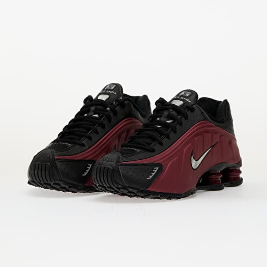 Nike W Shox R4 Black/ Metallic Silver-Team Red | Queens
