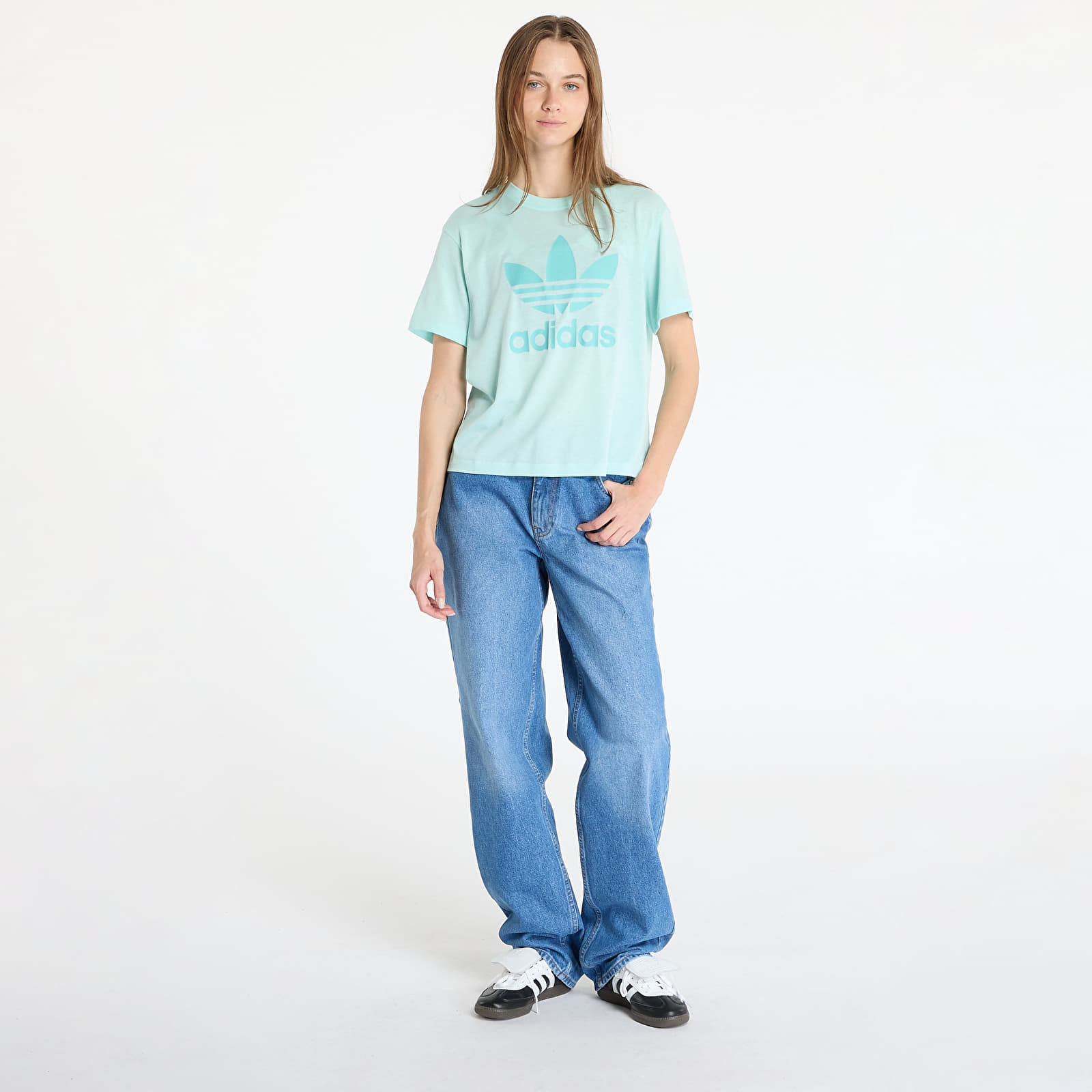 T-shirts adidas Adicolor Trefoil Tee Boxy Semi Flash Aqua