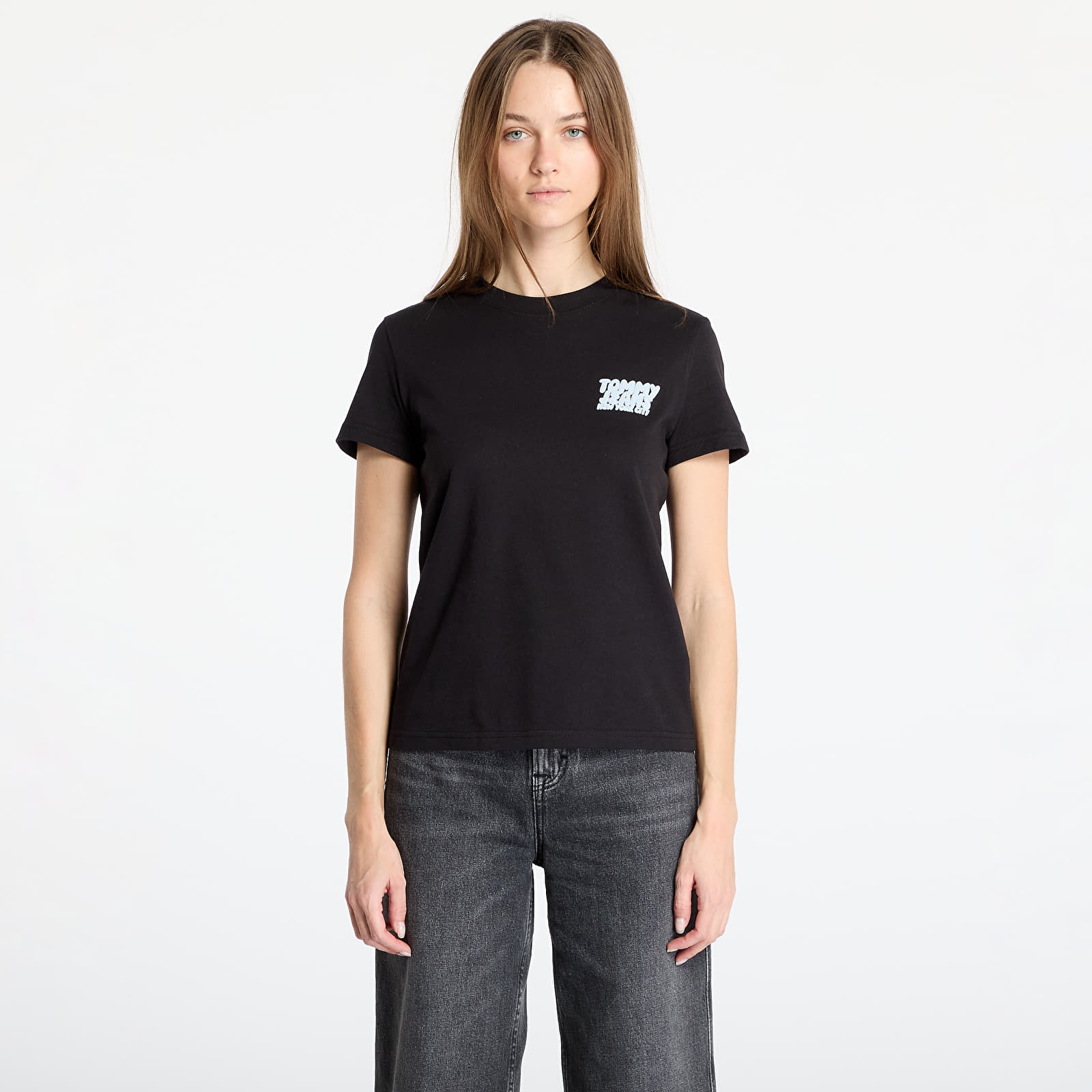 Camisetas de mujer Tommy Jeans Reg Tj Bubble Tee Black