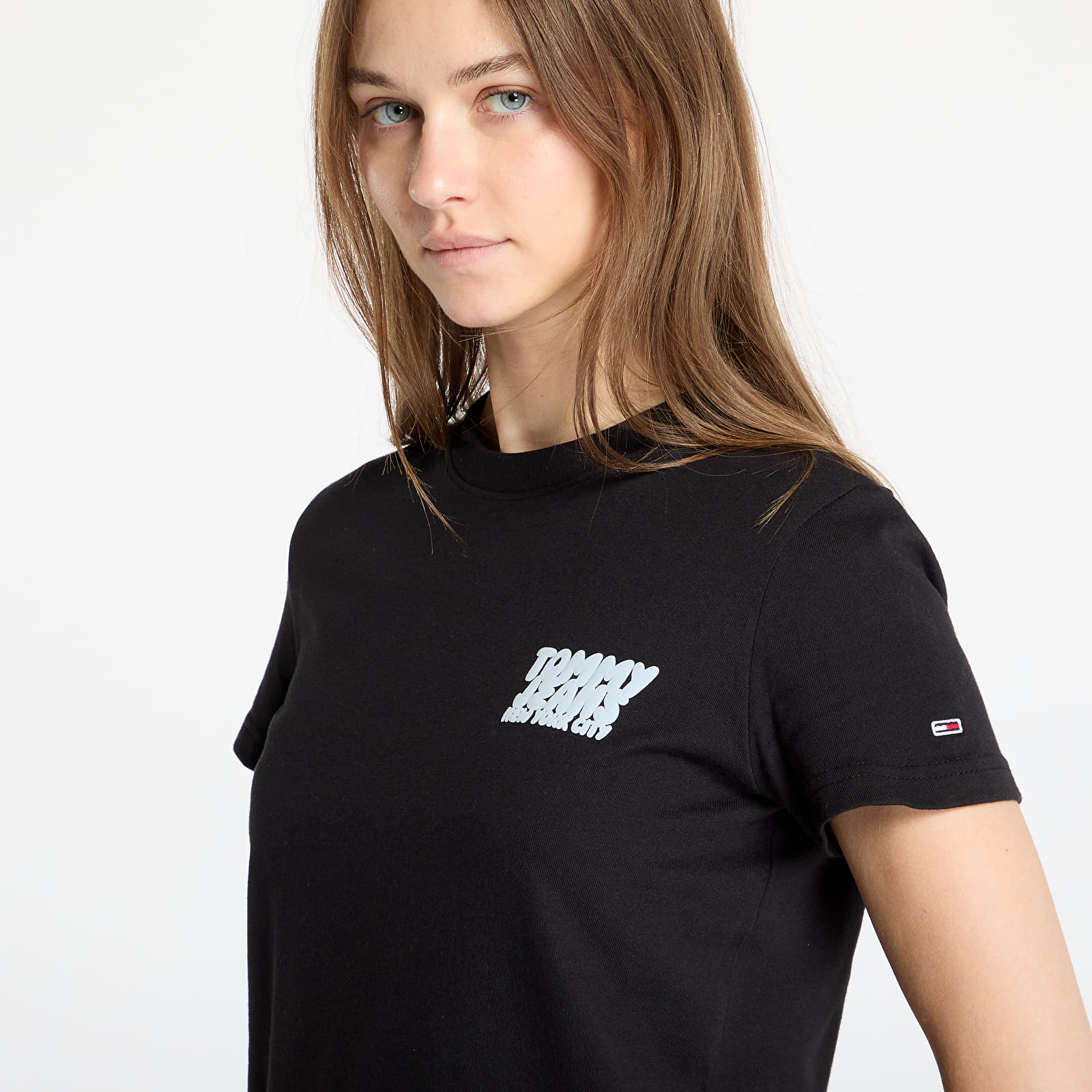 Camisetas de mujer Tommy Jeans Reg Tj Bubble Tee Black