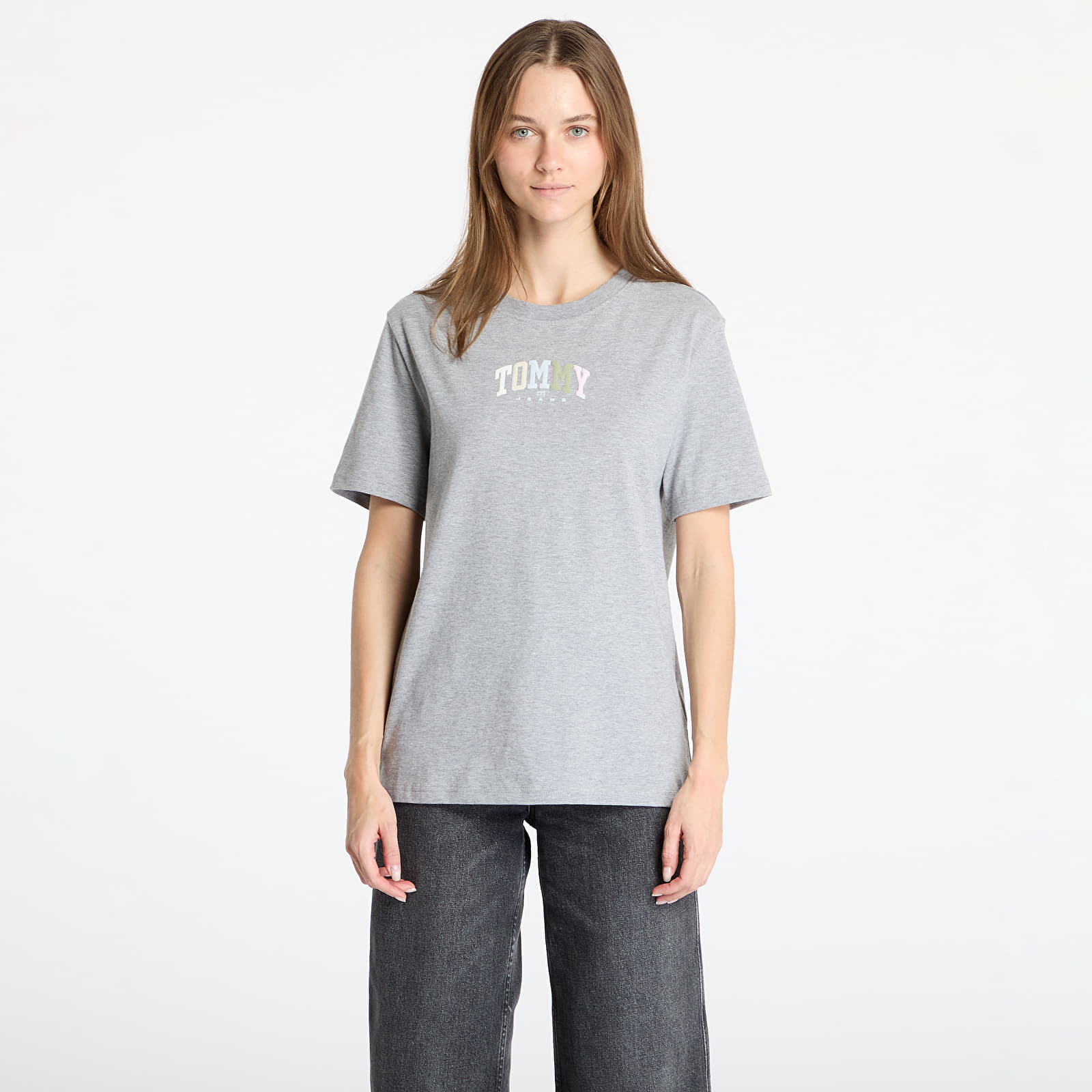 Camisetas de mujer Tommy Jeans Relaxed Color Varsity Tee Gray