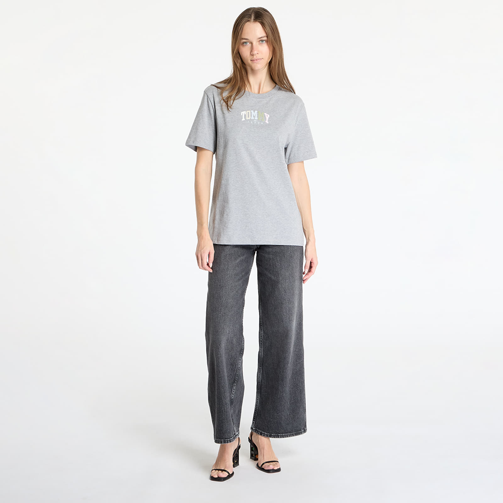 Camisetas de mujer Tommy Jeans Relaxed Color Varsity Tee Gray