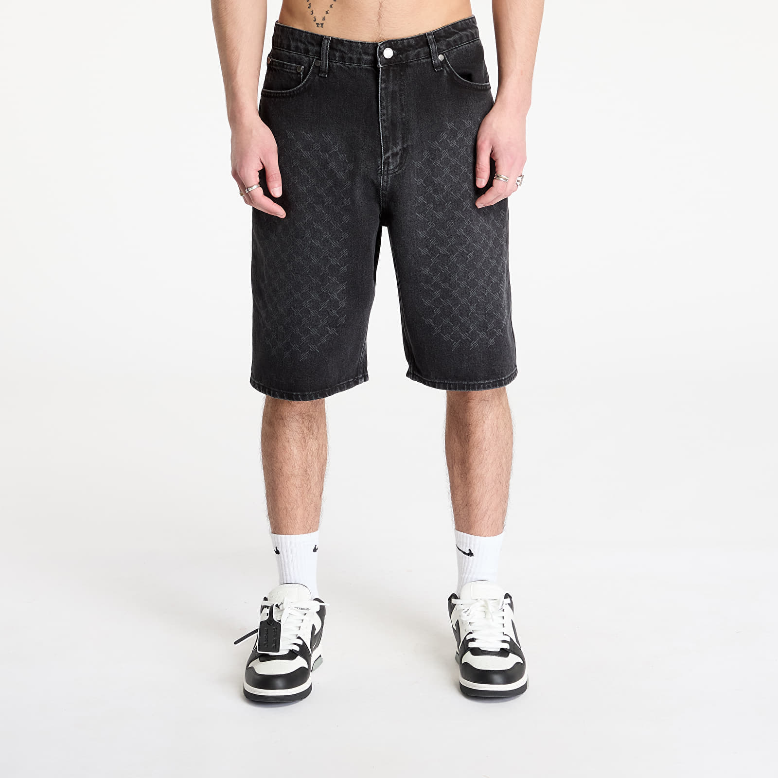 Šortky Daily Paper Laser Monogram Denim Shorts Black XS