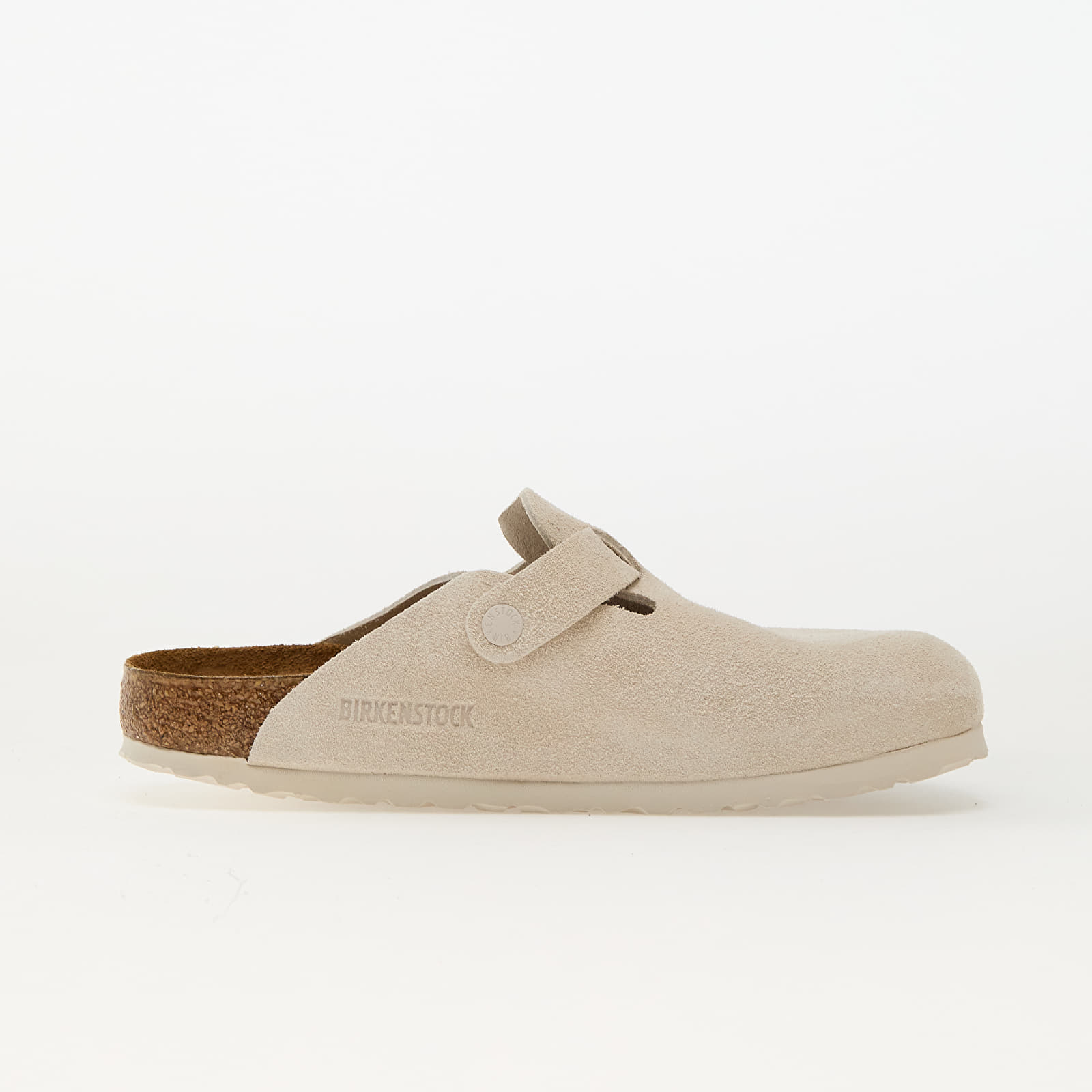 Zapatillas mujer Birkenstock Boston Soft Footbed Suede Leather Antique White