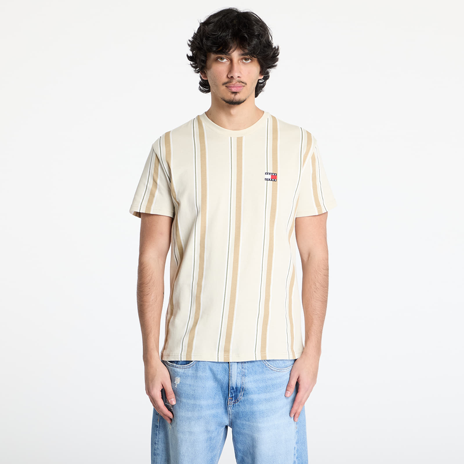 Tommy Hilfiger T-shirt Tommy Jeans Regular Vertical Stripe Tee Beige M