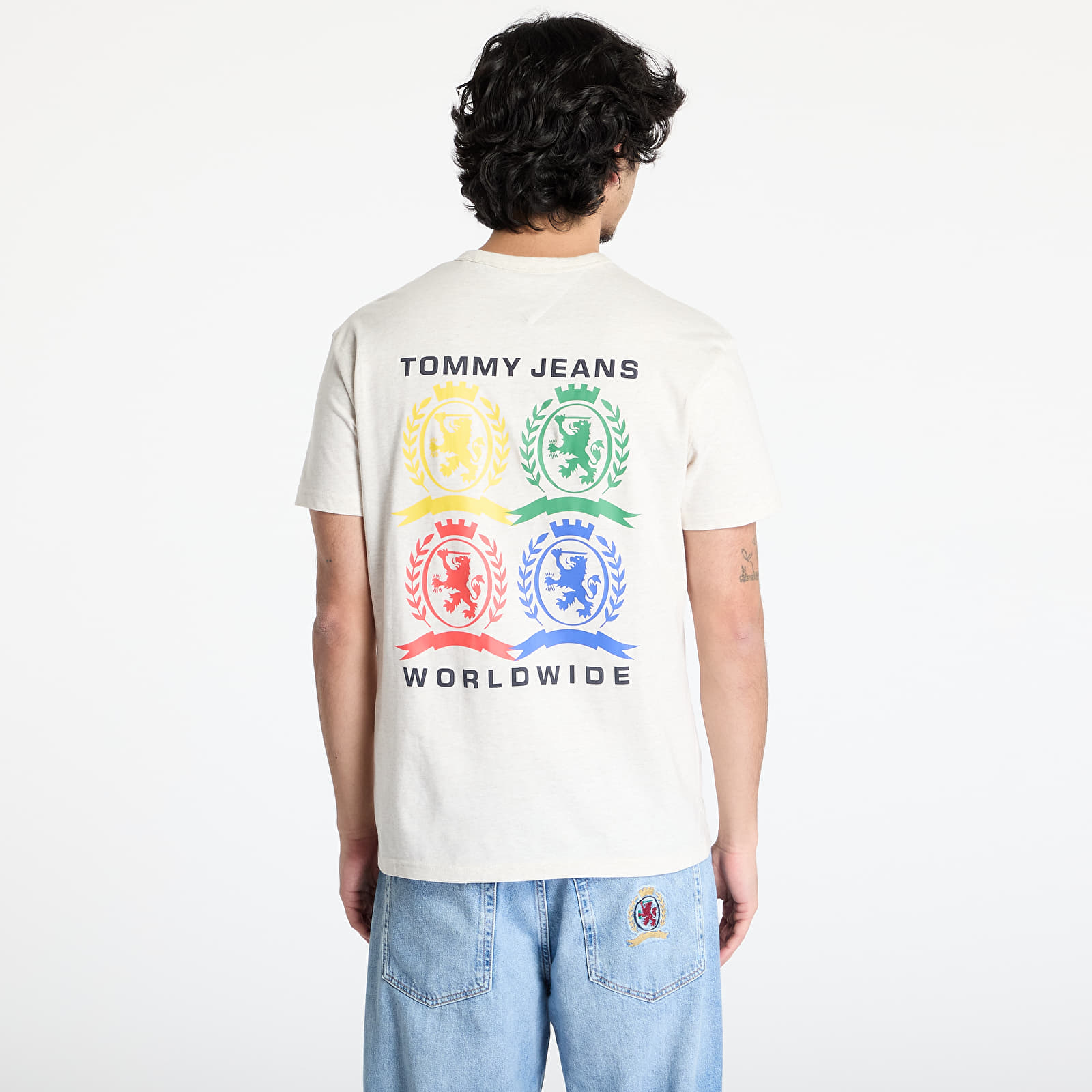 Heren T-shirts Tommy Jeans Regular 4Clr Crest Tee Beige