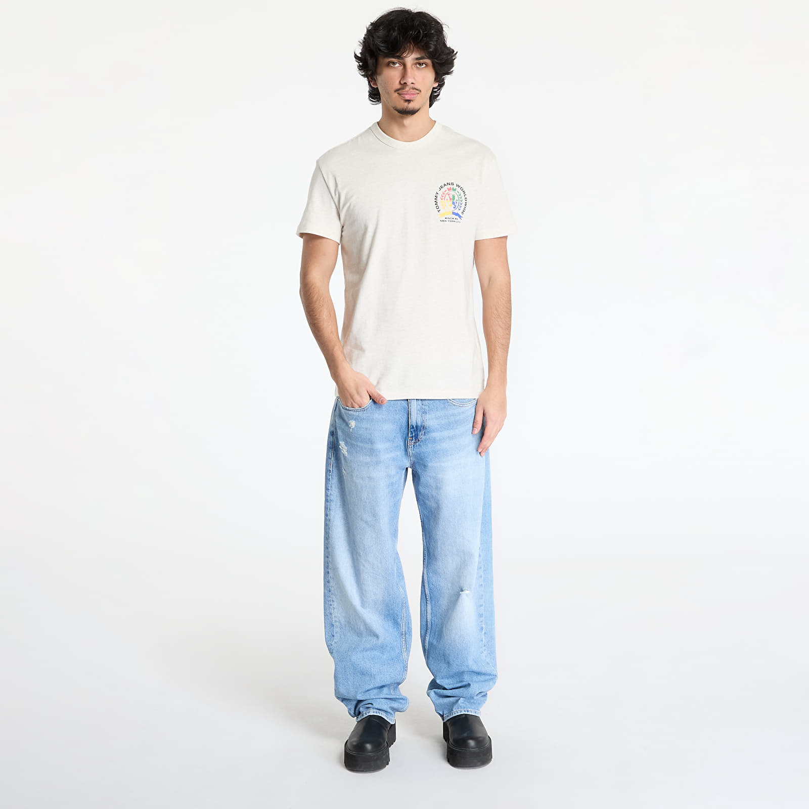 Heren T-shirts Tommy Jeans Regular 4Clr Crest Tee Beige