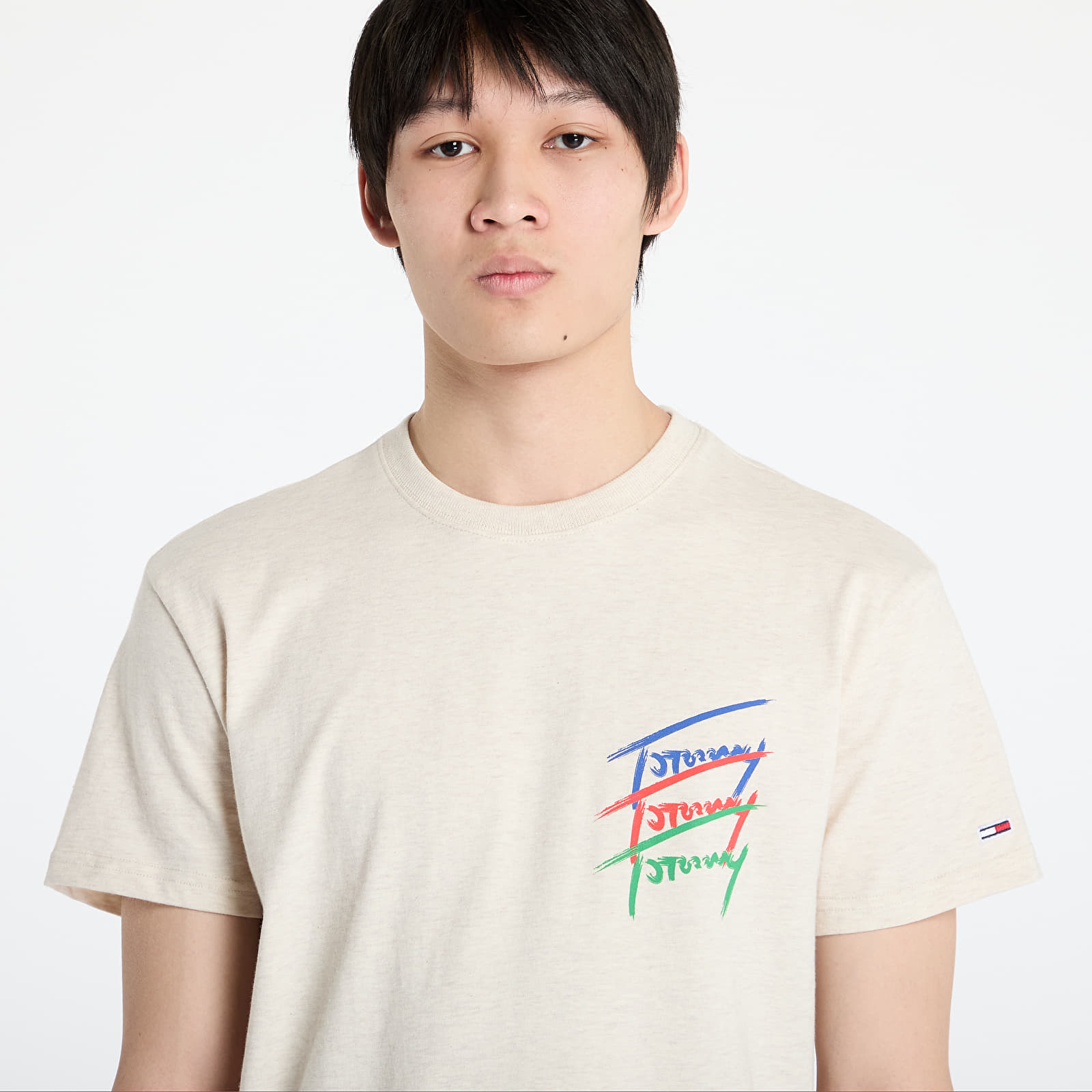 Heren T-shirts Tommy Jeans Regular Twisted Sign Tee Beige