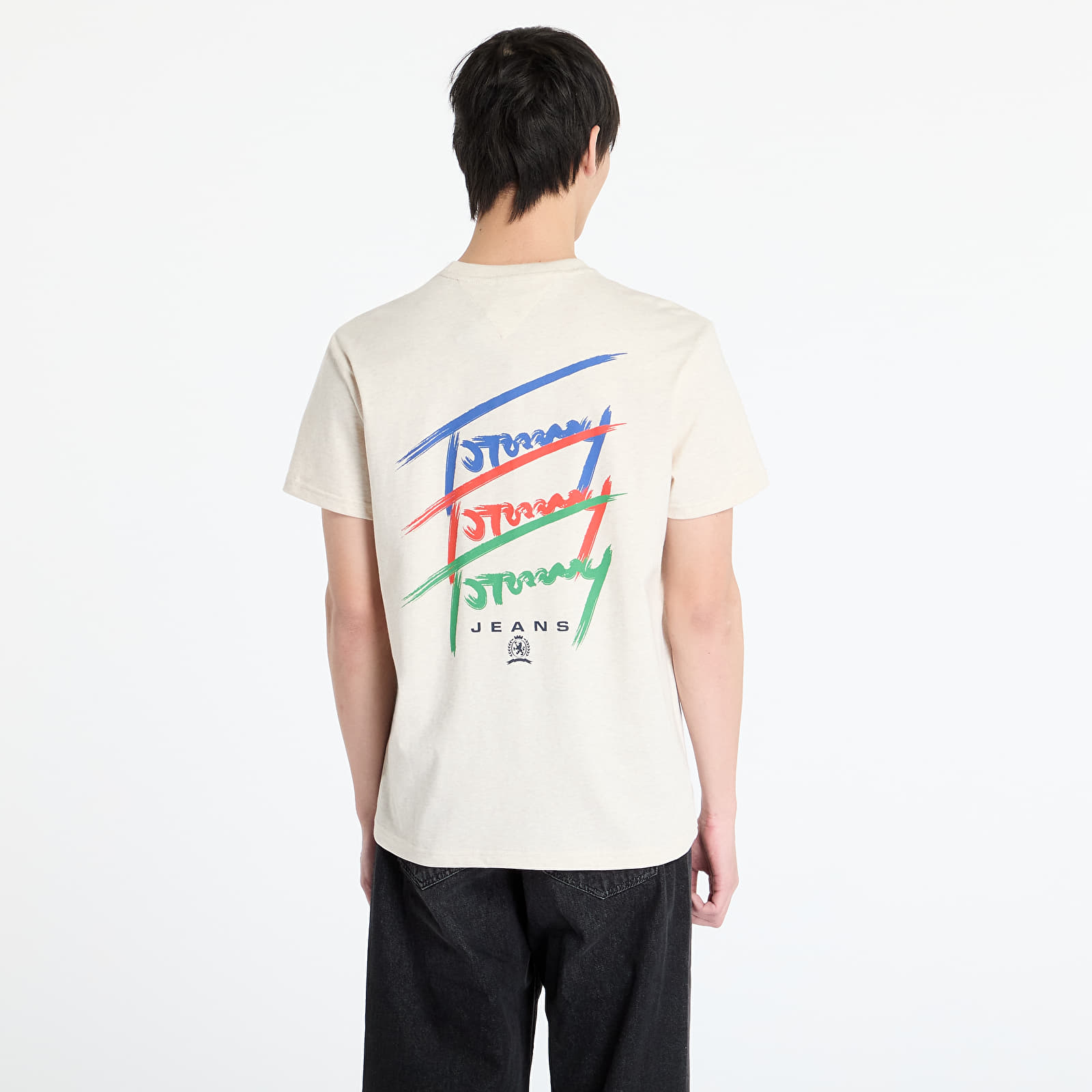 Heren T-shirts Tommy Jeans Regular Twisted Sign Tee Beige