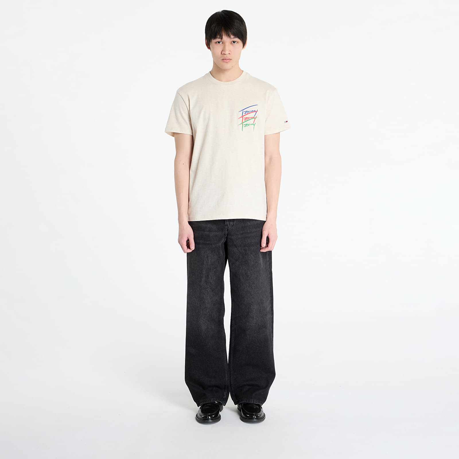 Heren T-shirts Tommy Jeans Regular Twisted Sign Tee Beige