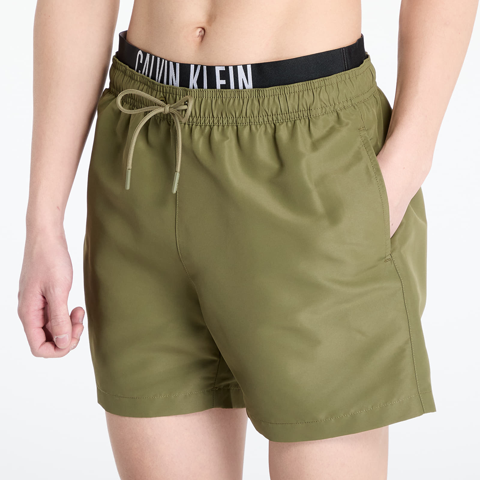 Pánské plavky Calvin Klein Jeans Medium Double Wb Boardshorts Green