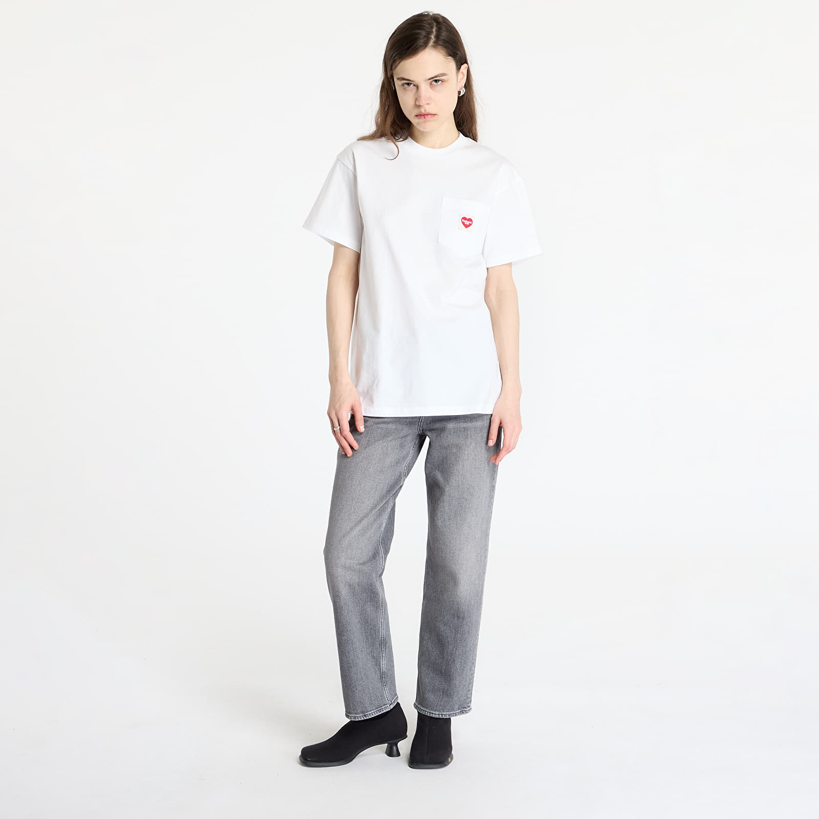 Heren T-shirts Carhartt WIP S/S Pocket Heart T-Shirt UNISEX White/ Red