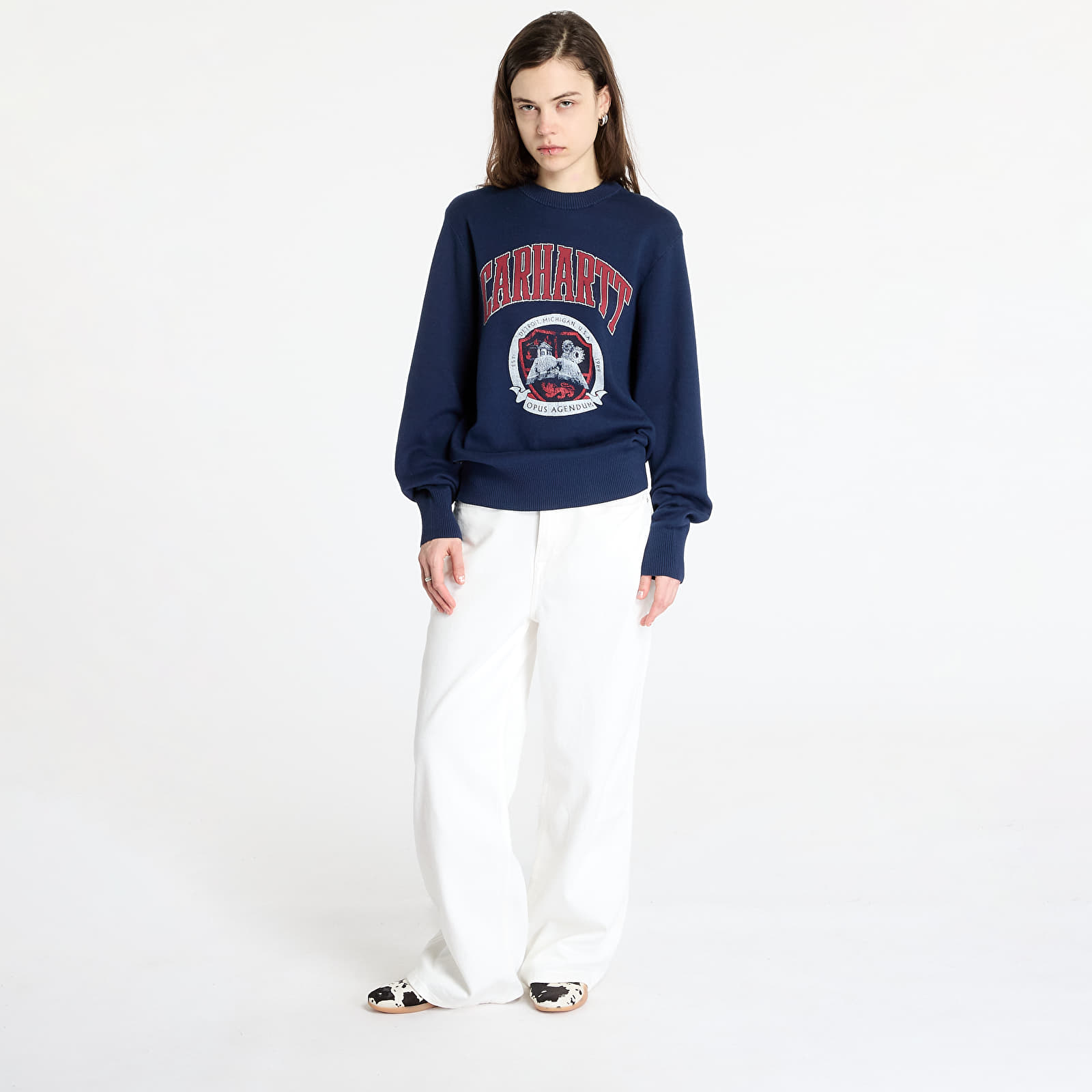 Jerséis para hombre Carhartt WIP Library College Sweater UNISEX Ink