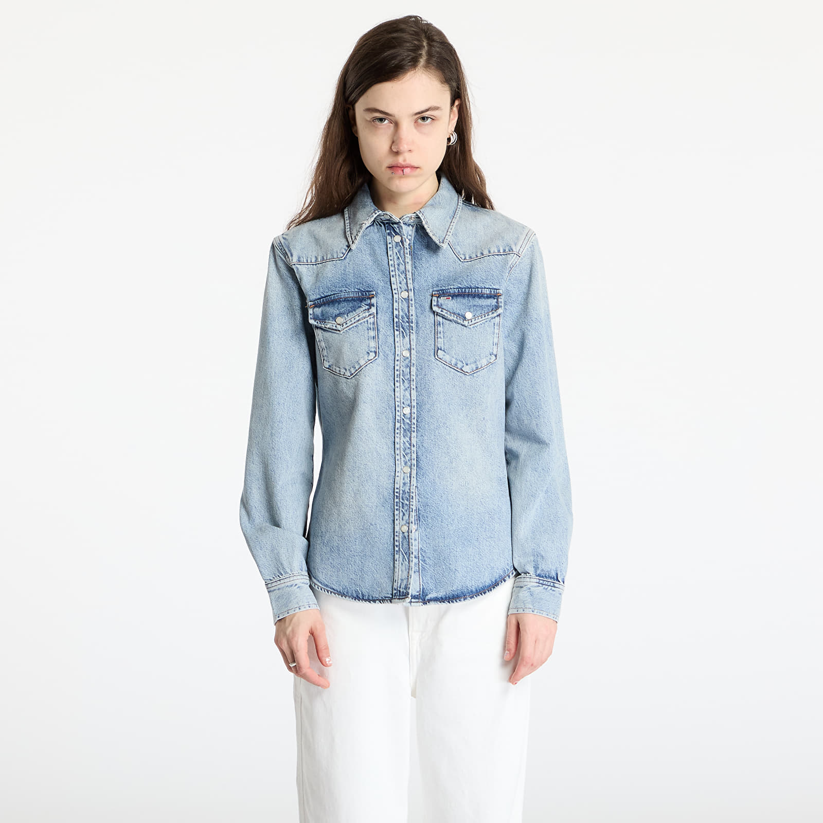 Ženske srajce Tommy Jeans Regular Western Shirt Denim