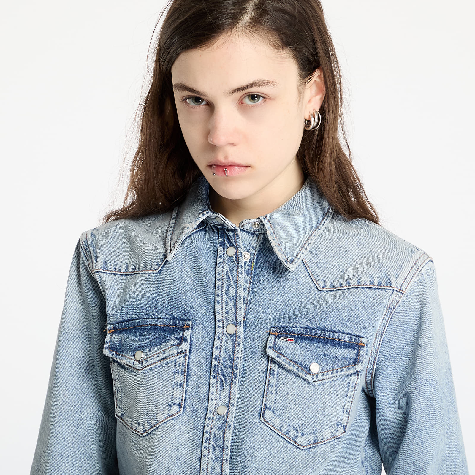 Ženske srajce Tommy Jeans Regular Western Shirt Denim