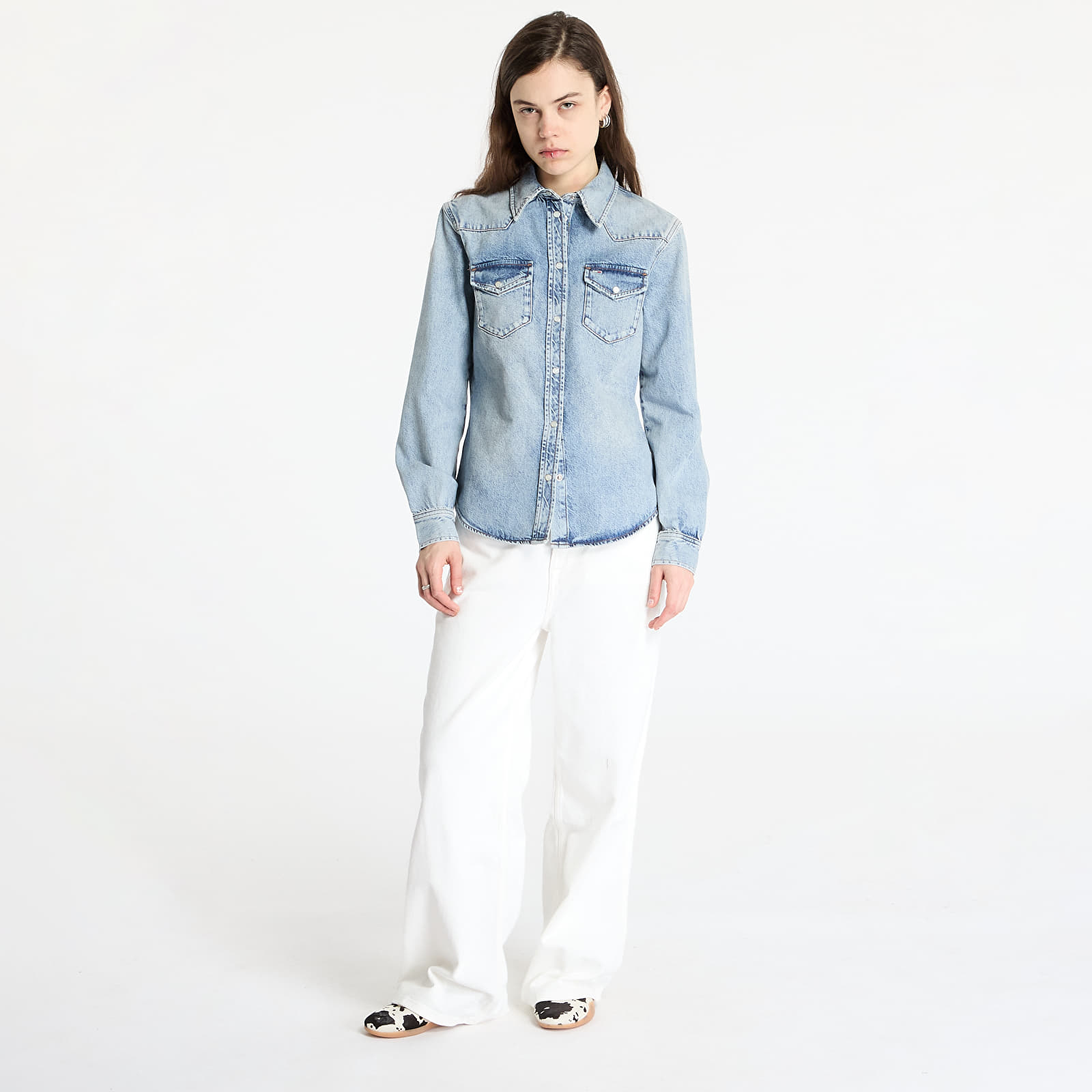 Camicie da donna Tommy Jeans Regular Western Shirt Denim