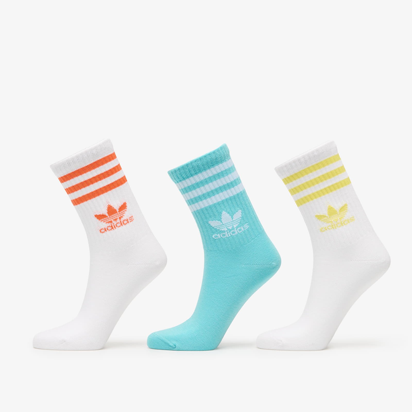 Pánské ponožky adidas 3 Stripes Crew Sock 3-Pack White/ Easy Mint/ White