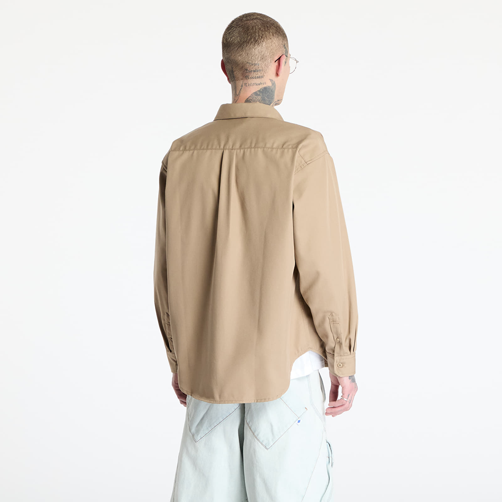 Camisas para hombre Carhartt WIP Longsleeve Module Script Shirt UNISEX Leather/ Black Rigid