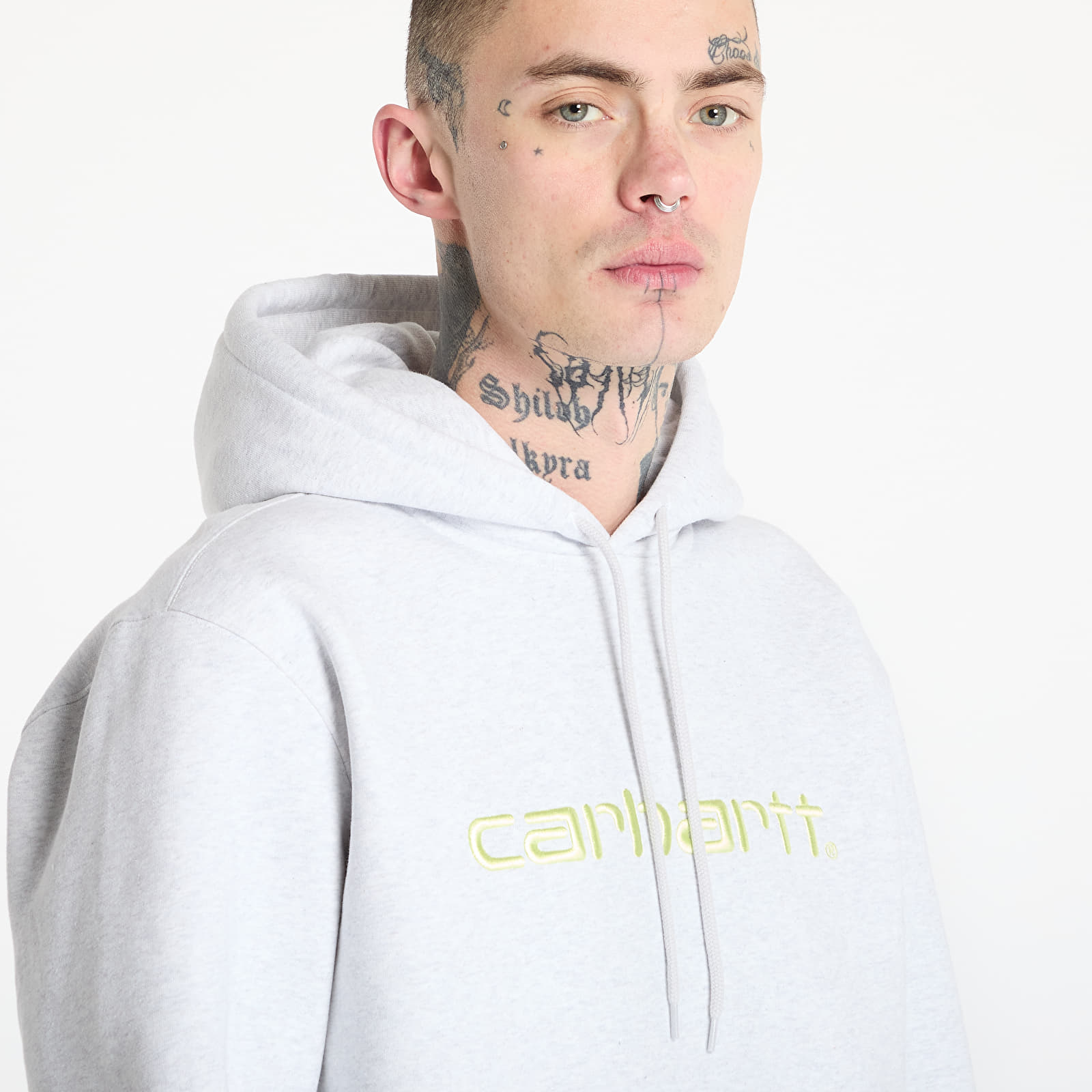 Men's sweatshirts Carhartt WIP Hooded Carhartt Sweat UNISEX Ash Heather/ Air Green