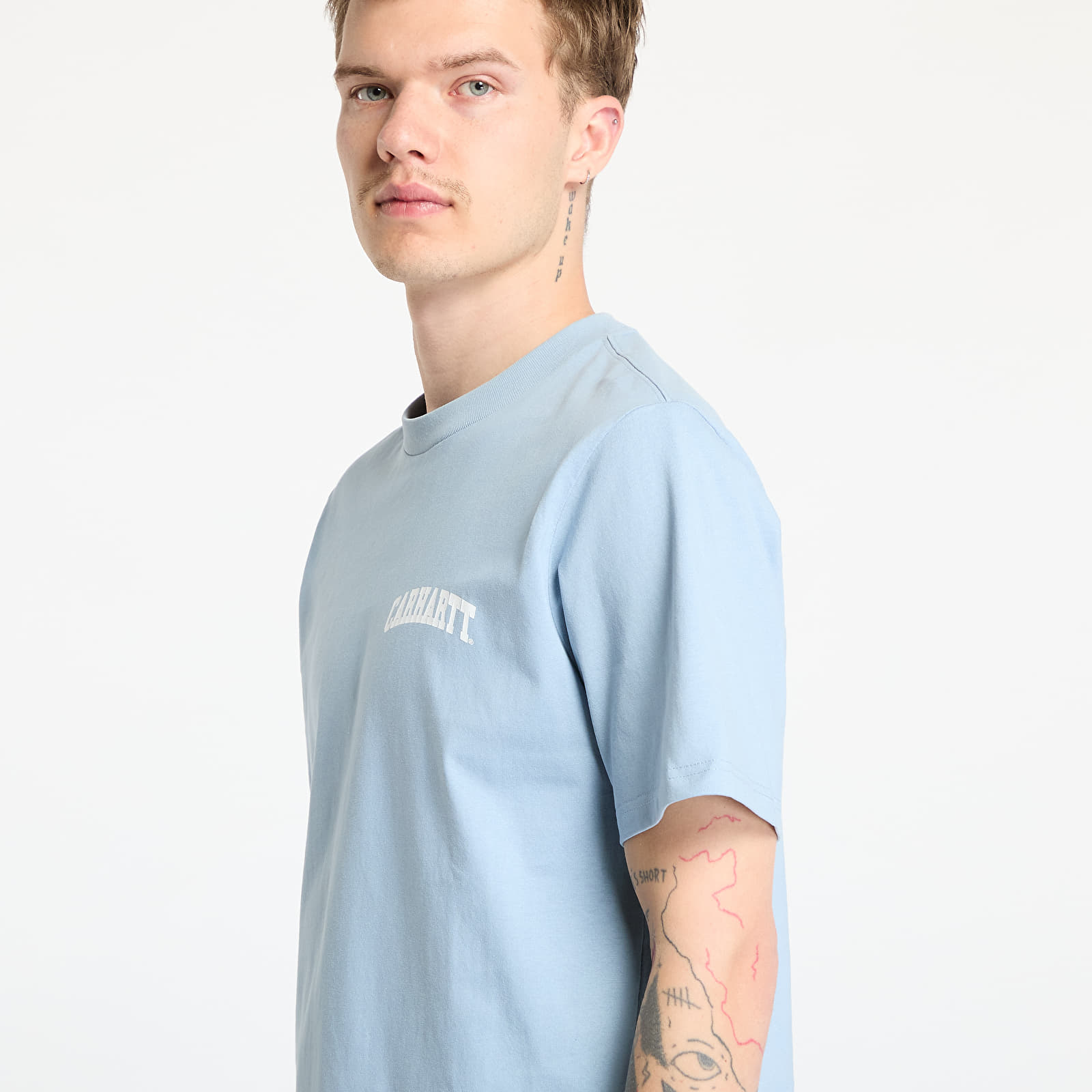 Men's T-shirts Carhartt WIP University Script Short Sleeve T-Shirt UNISEX Dusty Ice/ White