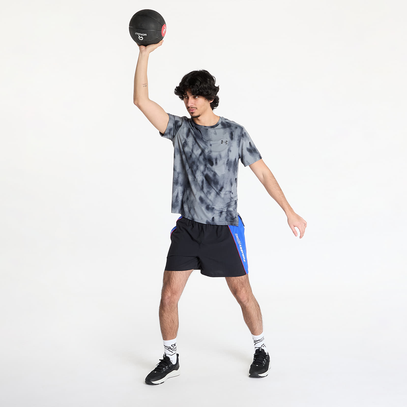 Moške kratke hlače Under Armour Project Rock Colorblock Woven Short Black