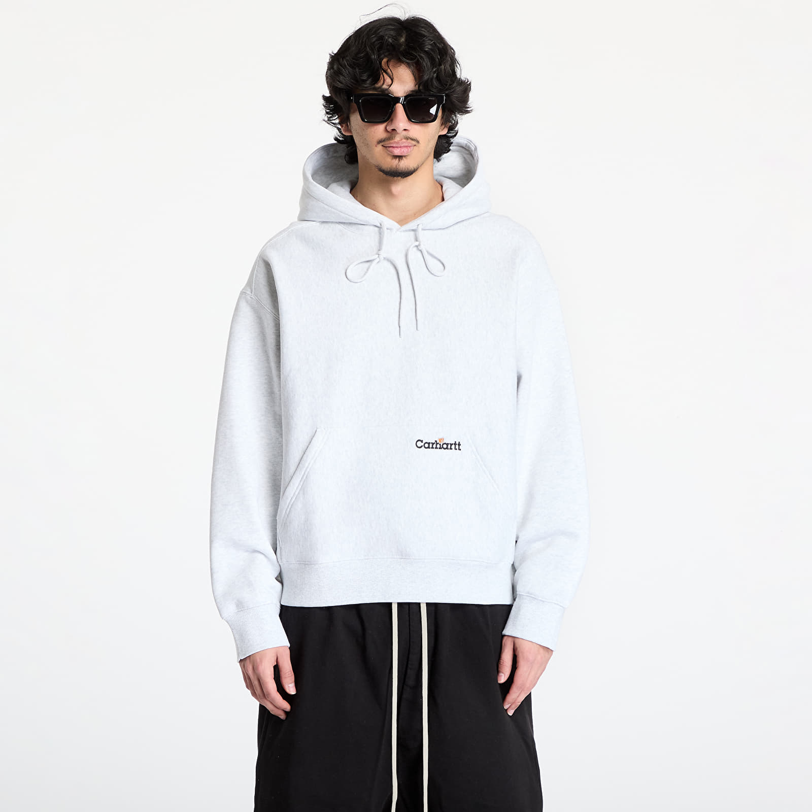 Camisolas de homem Carhartt WIP Hooded Label Script Sweat UNISEX Ash Heather