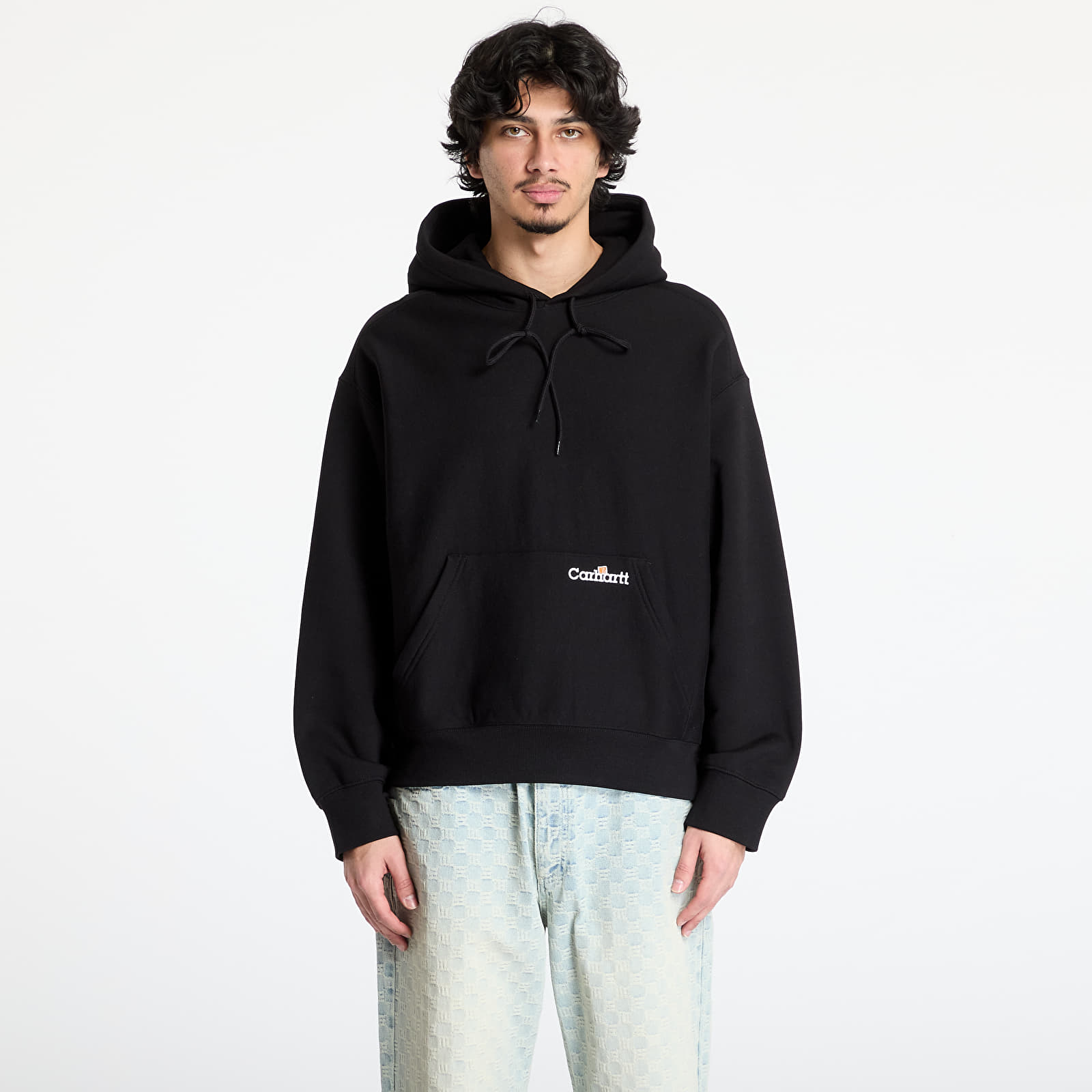 Gensere for menn Carhartt WIP Hooded Label Script Sweat UNISEX Black