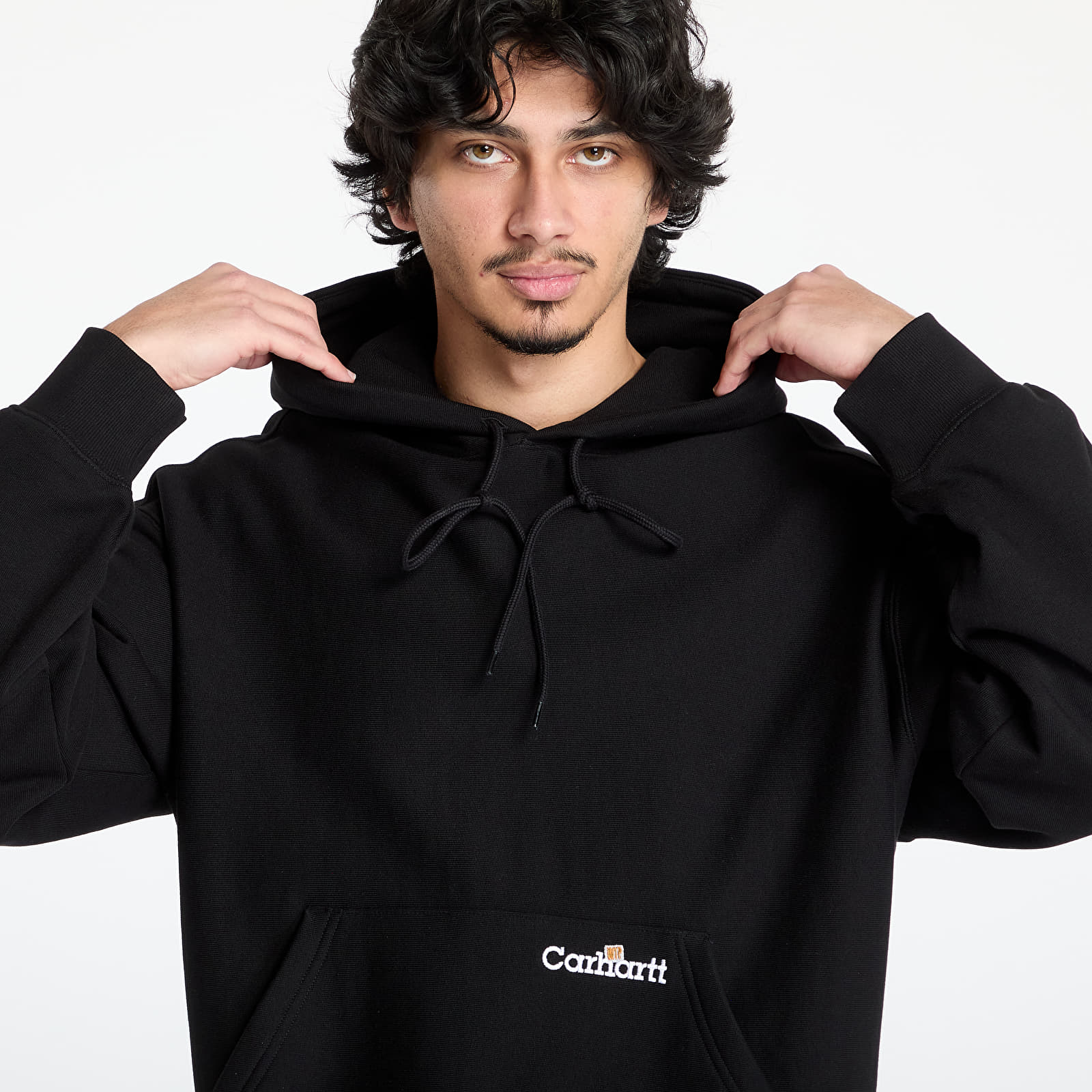 Gensere for menn Carhartt WIP Hooded Label Script Sweat UNISEX Black