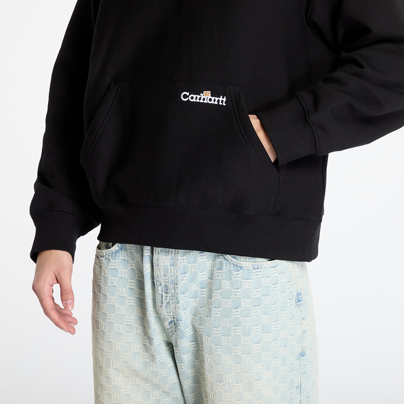 Gensere for menn Carhartt WIP Hooded Label Script Sweat UNISEX Black