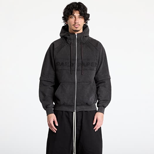 Mikina Daily Paper Garment Wash Zip Up Hoodie UNISEX Black