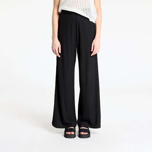 Urban Classics Ladies Rib Jersey Wide Leg Pants Black