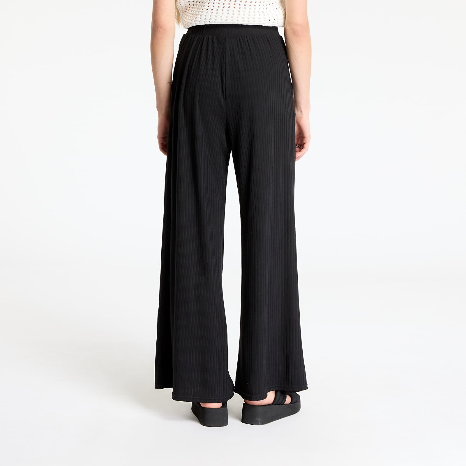 Jeans und Hosen Urban Classics Ladies Rib Jersey Wide Leg Pants Black
