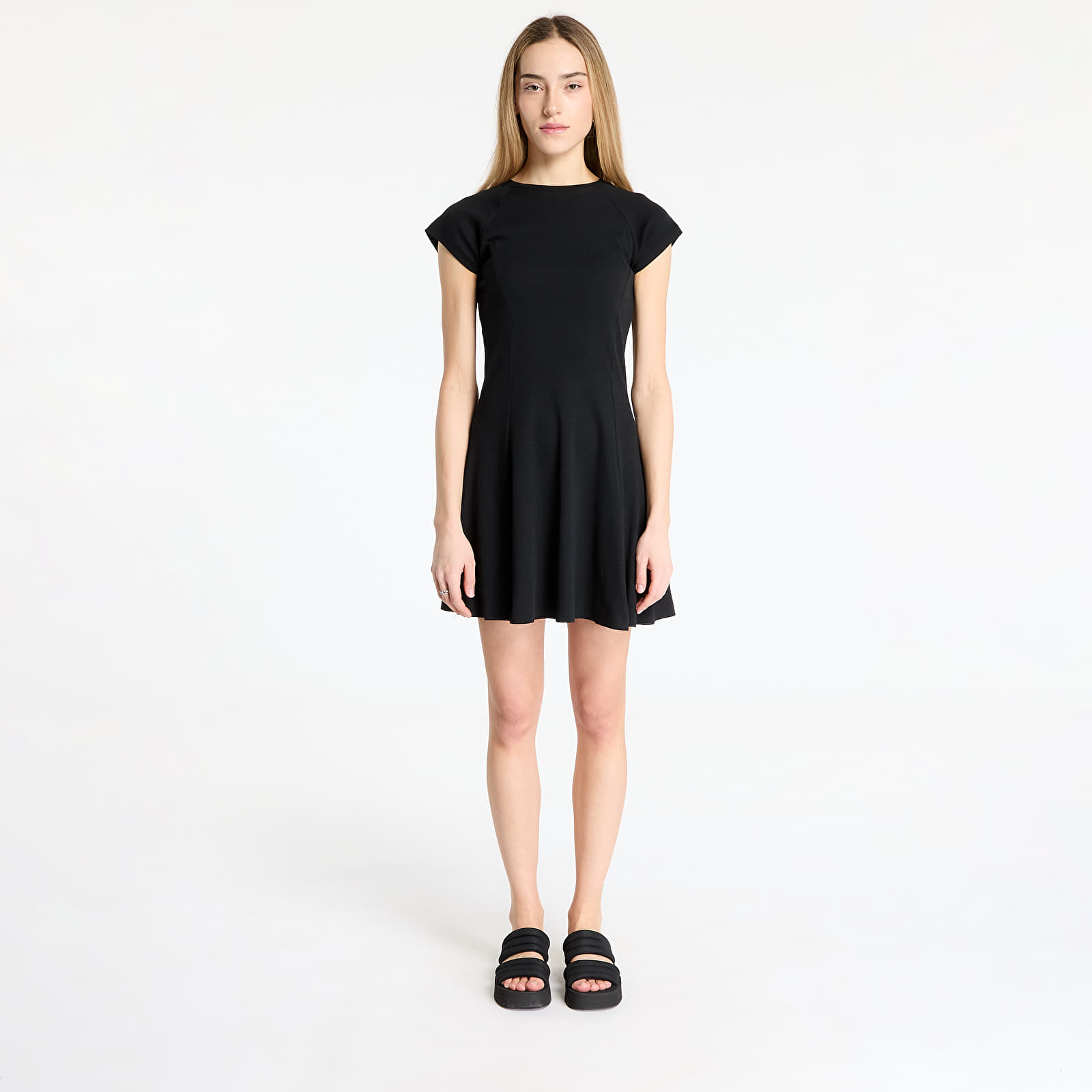 Kleider Urban Classics Ladies Skater Rib Dress Black